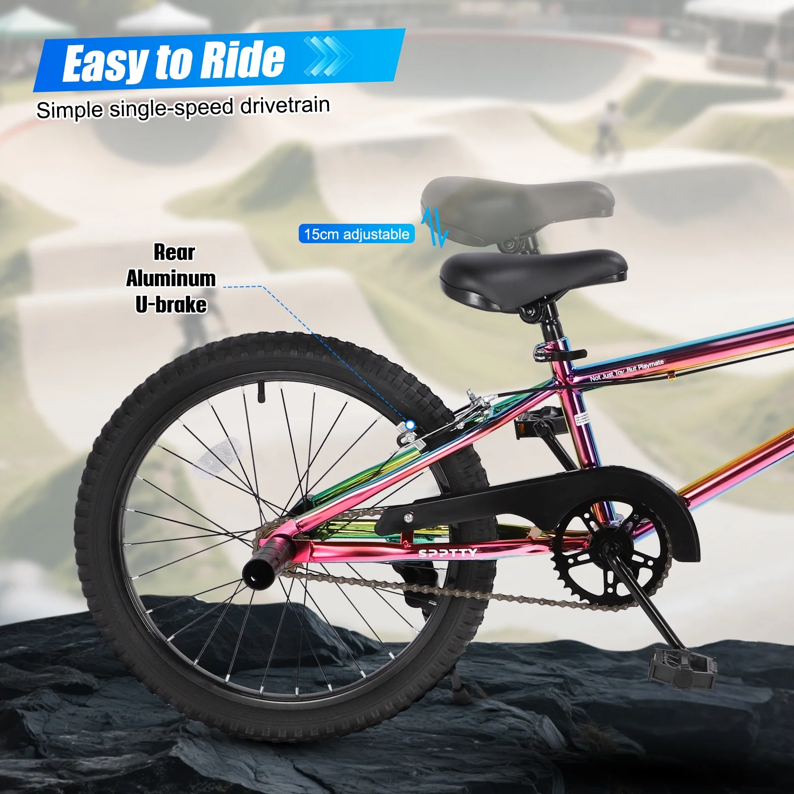 SPPTTY 20" Freestyle BMX Bike with 4 Pegs,Kids Bicycle for Teen Beginner, Age 7-14 Years,Multicolor - Image 8
