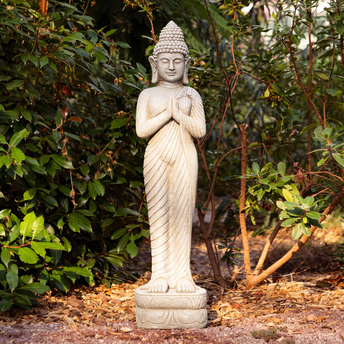 Outdoor Buddha statuette "Sakin" Gray, H.100 cm
