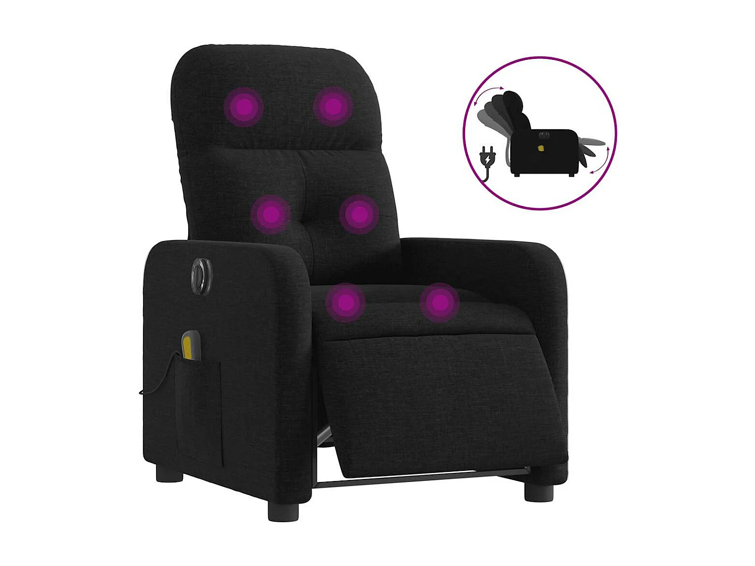 Fauteuil inclinable électrique-Fauteuil de massage de Salon Noir Tissu SHL1401