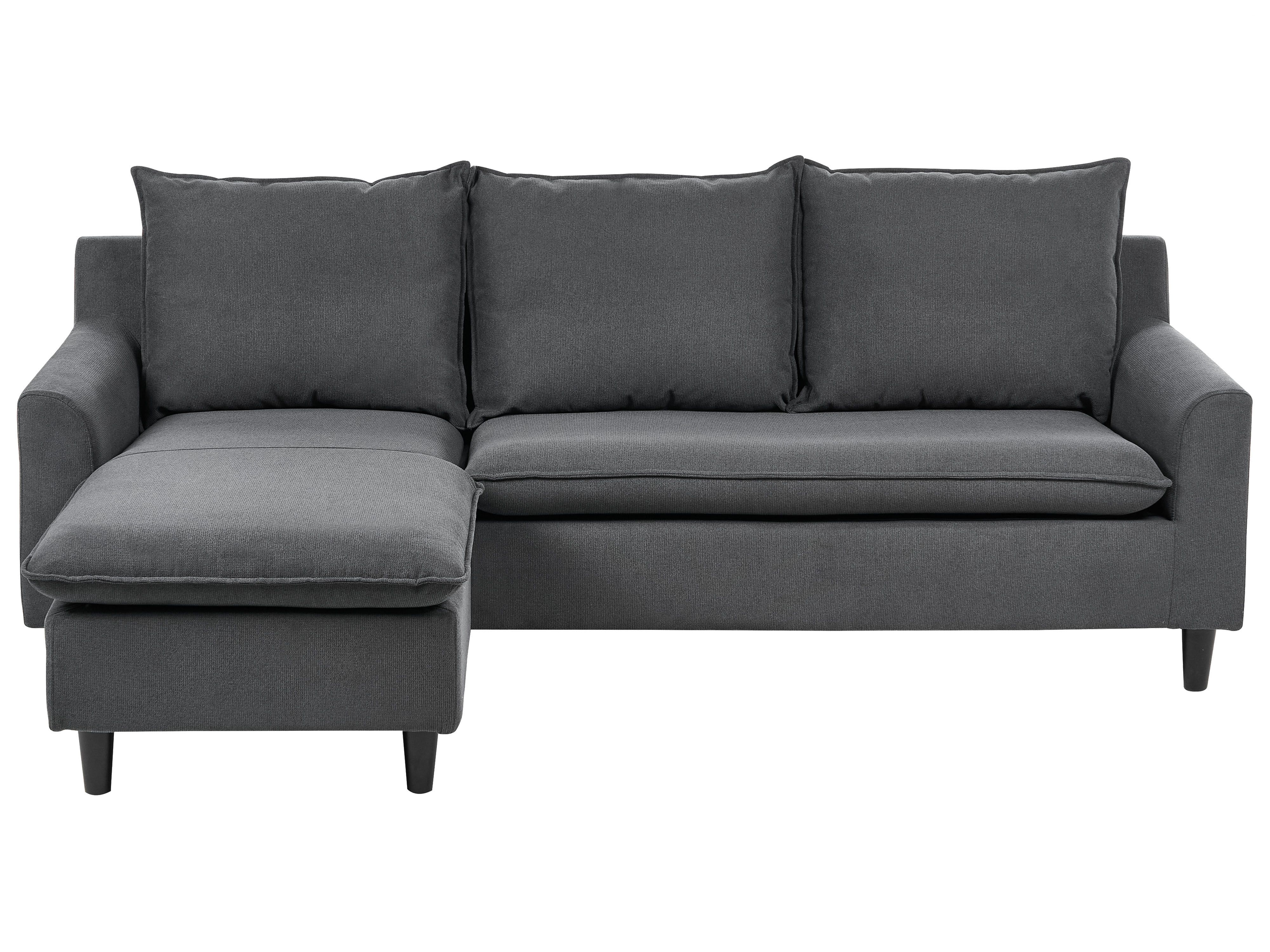 Corner Sofa 3 Seater ELVENES Fabric Dark Grey Right Hand