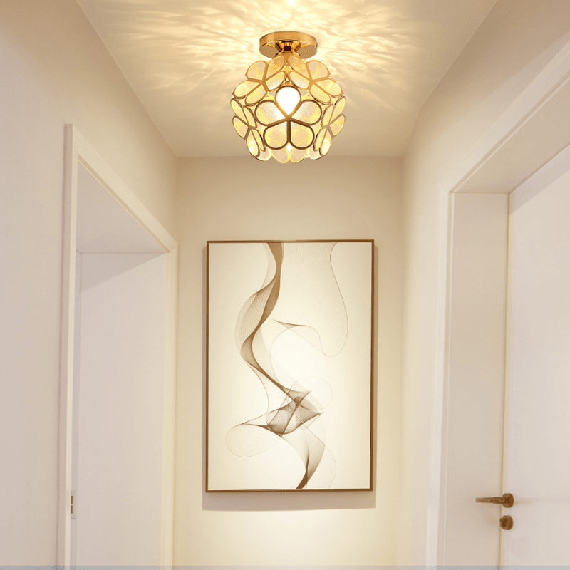 DouraLicht – Glazen Plafondlamp met Bloemmotief voor Hal en Gangen