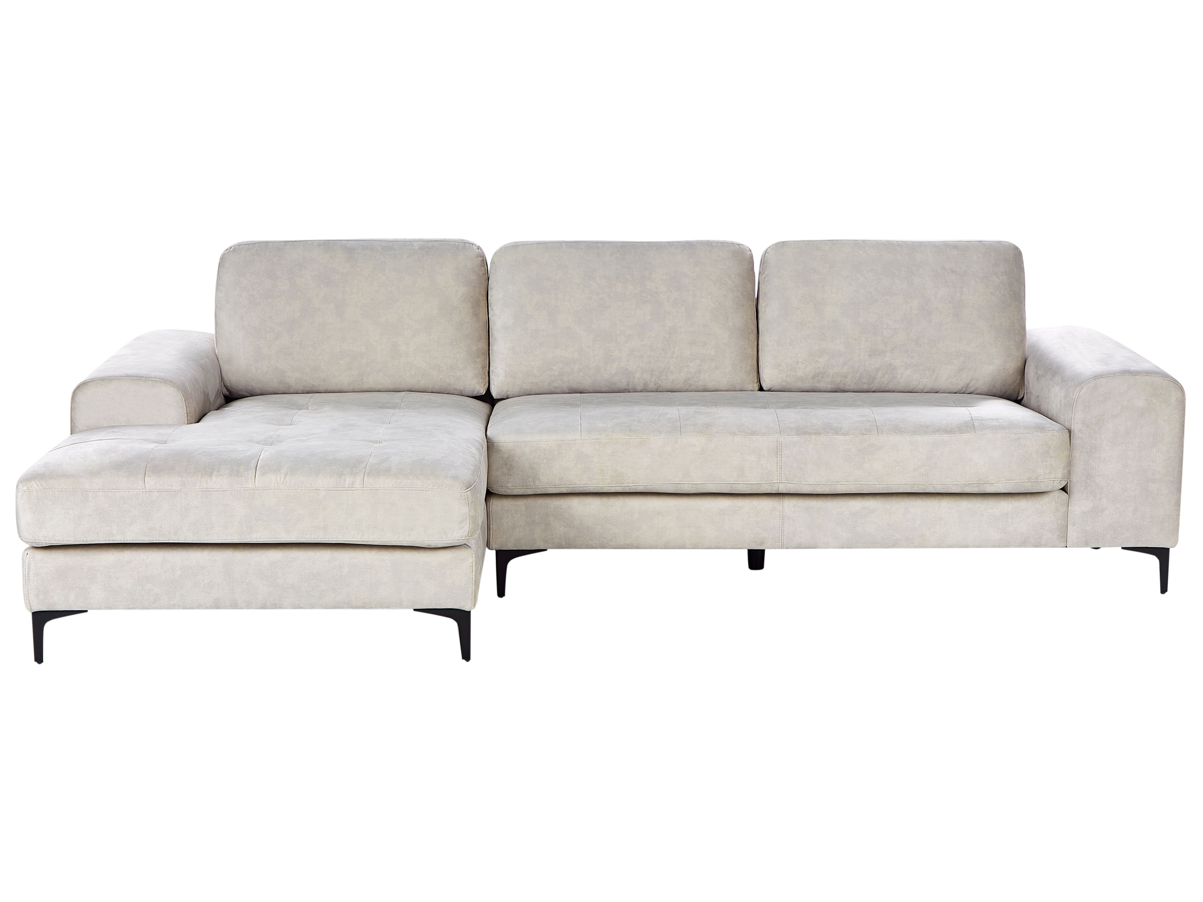 Corner Sofa 4 Seater KIRUNA Velvet Light Beige Right Hand