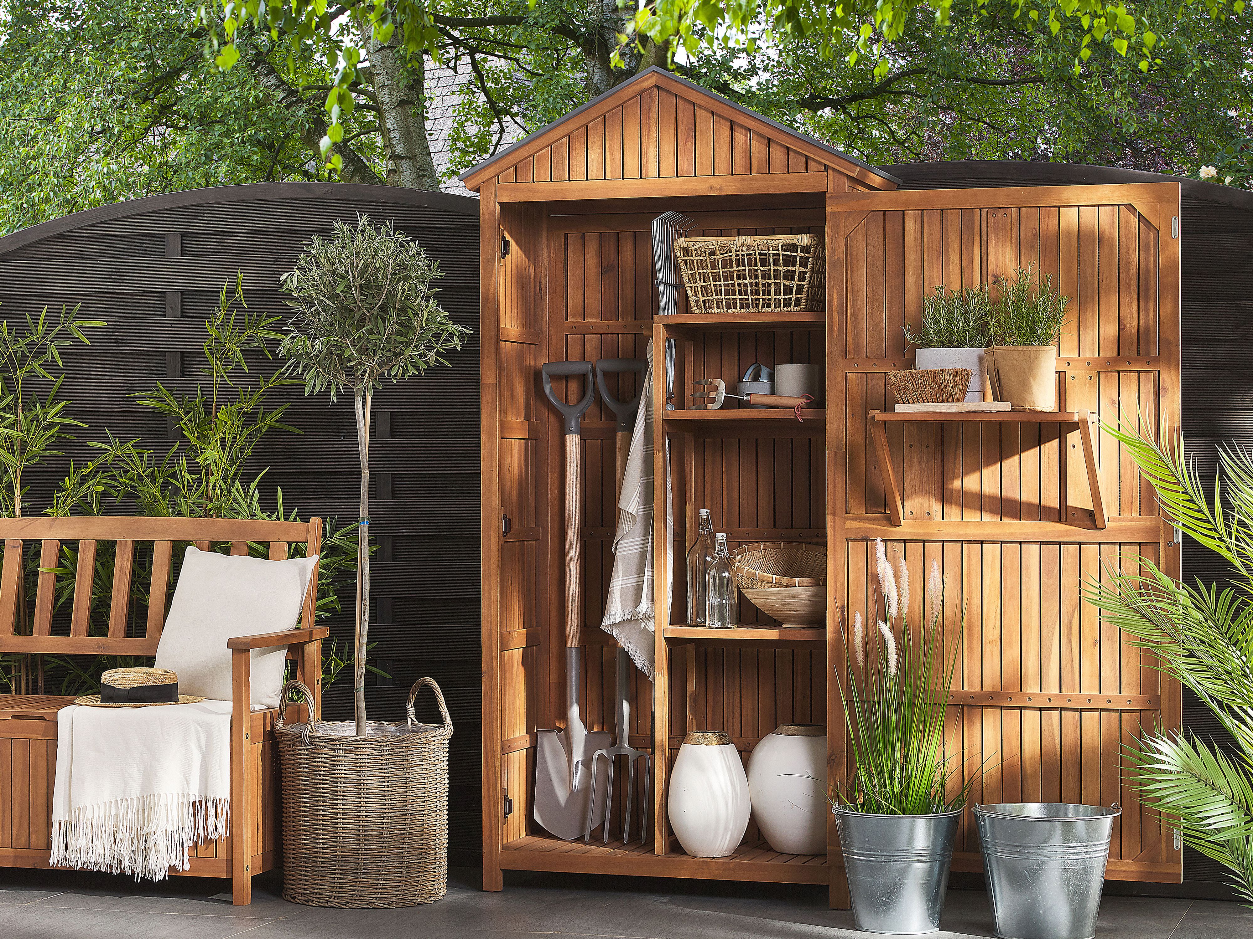 Garden Cabinet SAVOCA Acacia Wood 100 cm 40 cm Brown