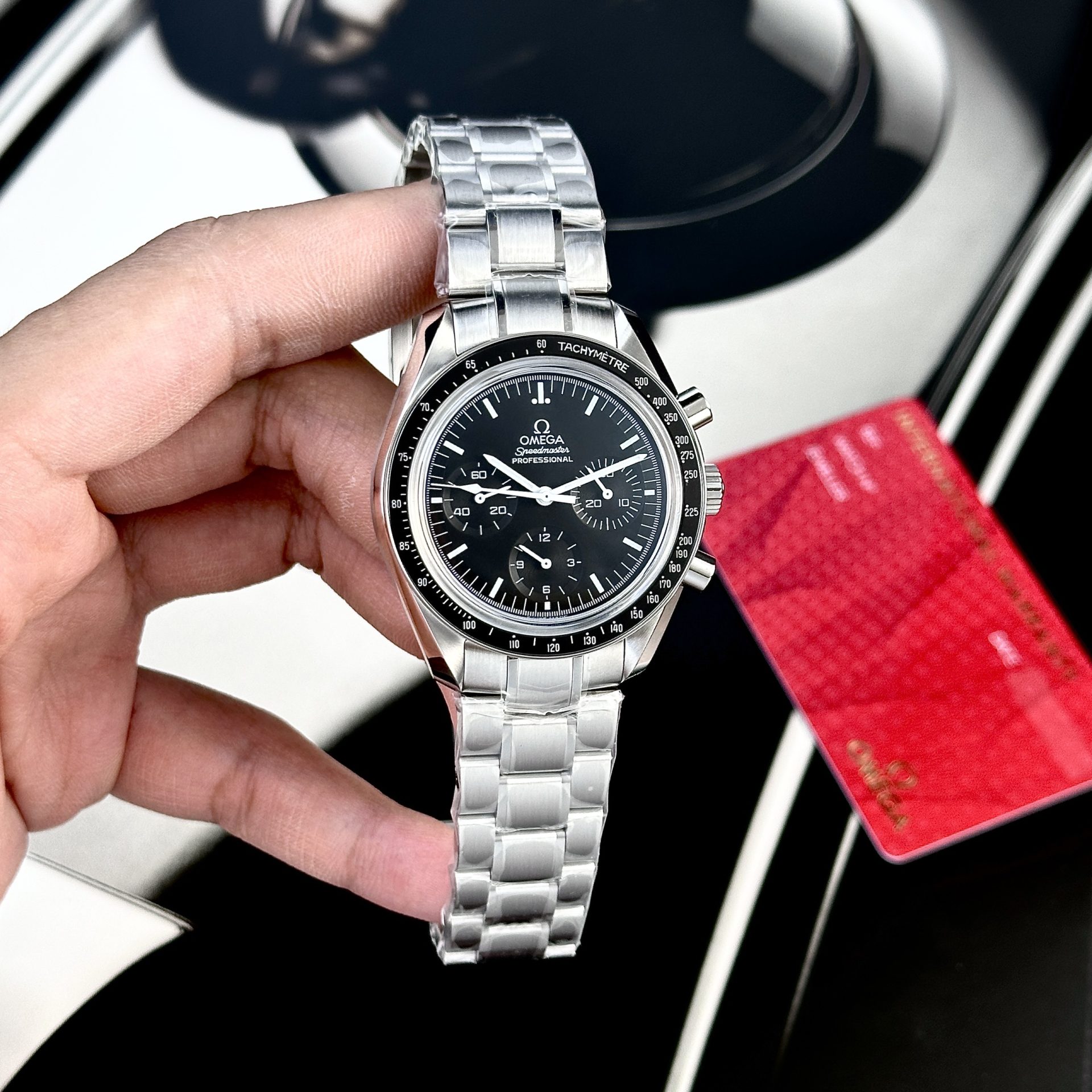 Omega Replica Watch Speedmaster Moonwatch Black Dial Metal Wire 42mm - Top club