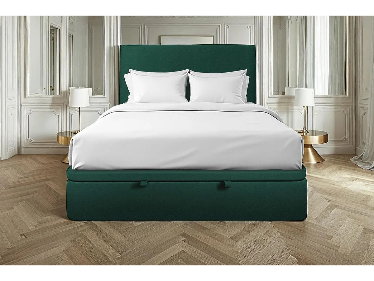 Sommier Coffre Velours Vert 140x200 H39cm