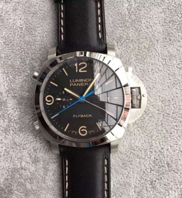 Replica Panerai XF PAM524 Fake Flyback Black Dial Leather Strap P.9100 - Top club