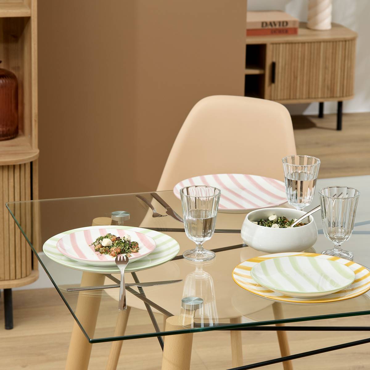 Set of 6 Dinner Plates "Charlie" Porcelain, D.27 cm