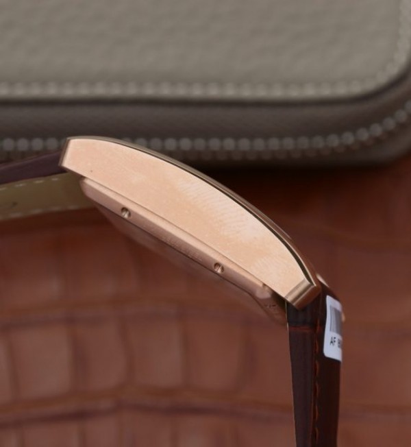 Replica Cartier Tank MC RG Gray Textured Dial Brown leather strap - Top club