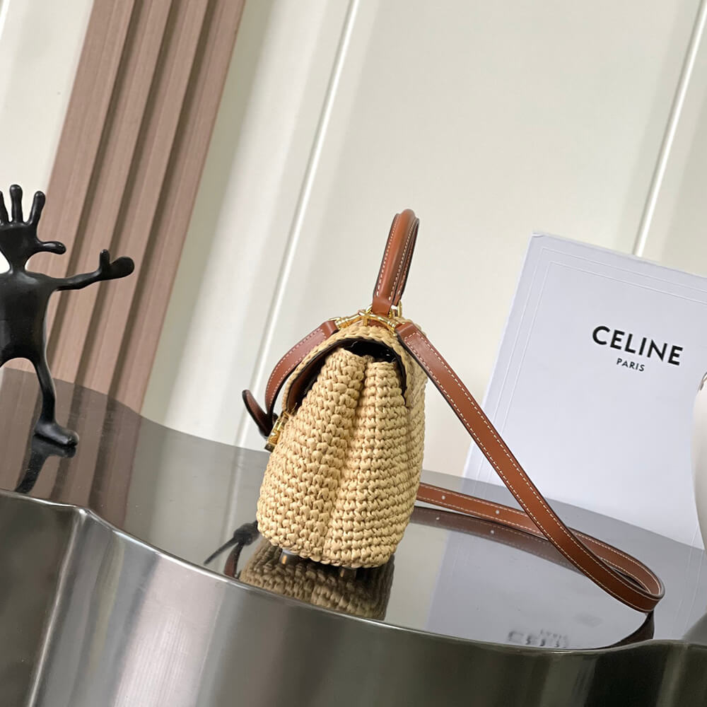 CELINE TEEN NINO BAG IN Raffia and calfskin(HIGH-END GRADE)1:1High-quality replica