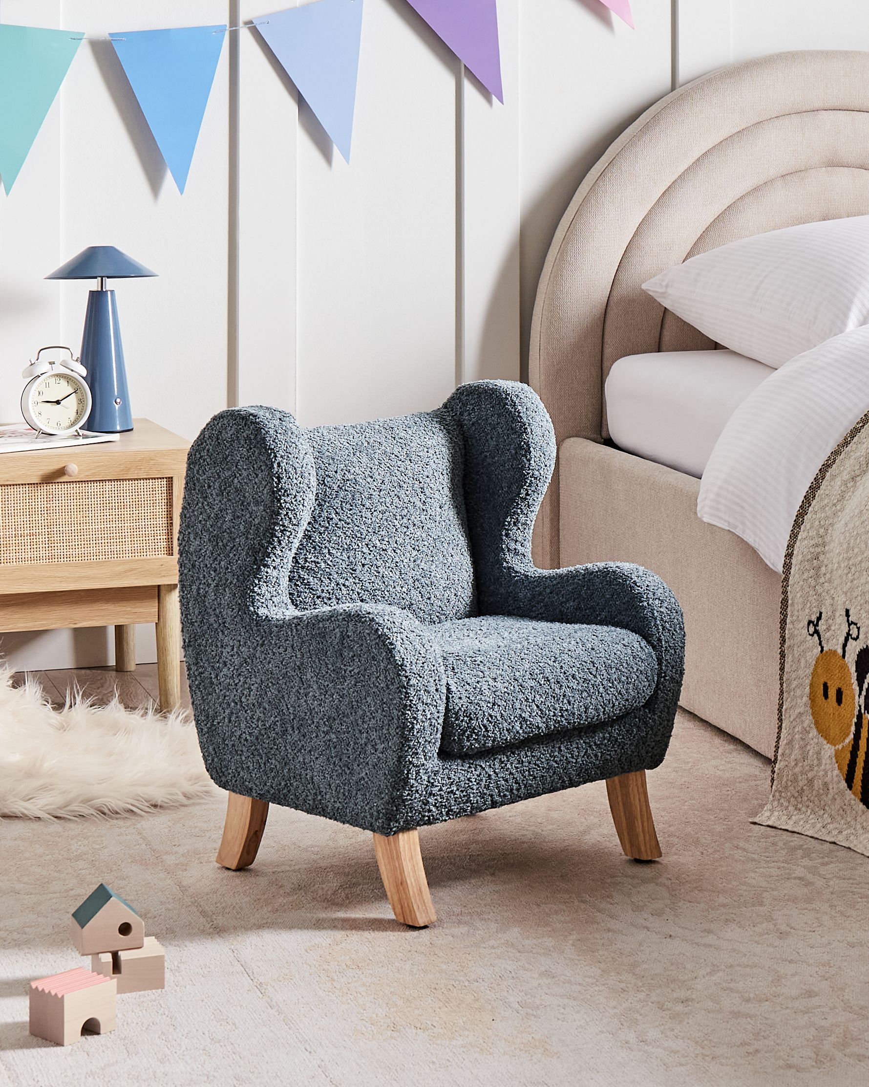 Kids Armchair FARUM Boucle Dark Blue