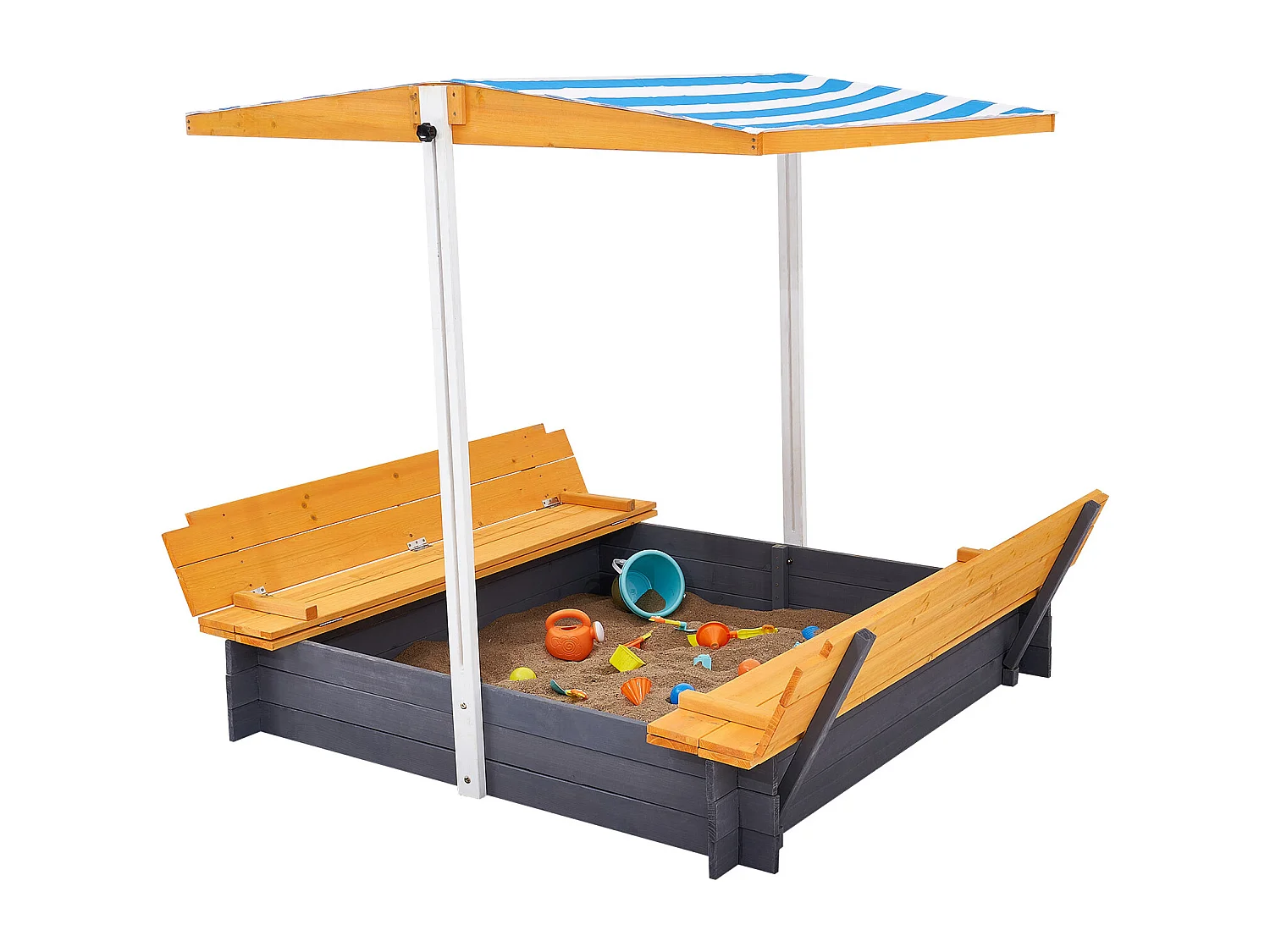 Bac à Sable en Bois, SucceBuy Bac à Sable en Bois avec Auvent Bac à Sable Jardin extérieur 3-12 Ans