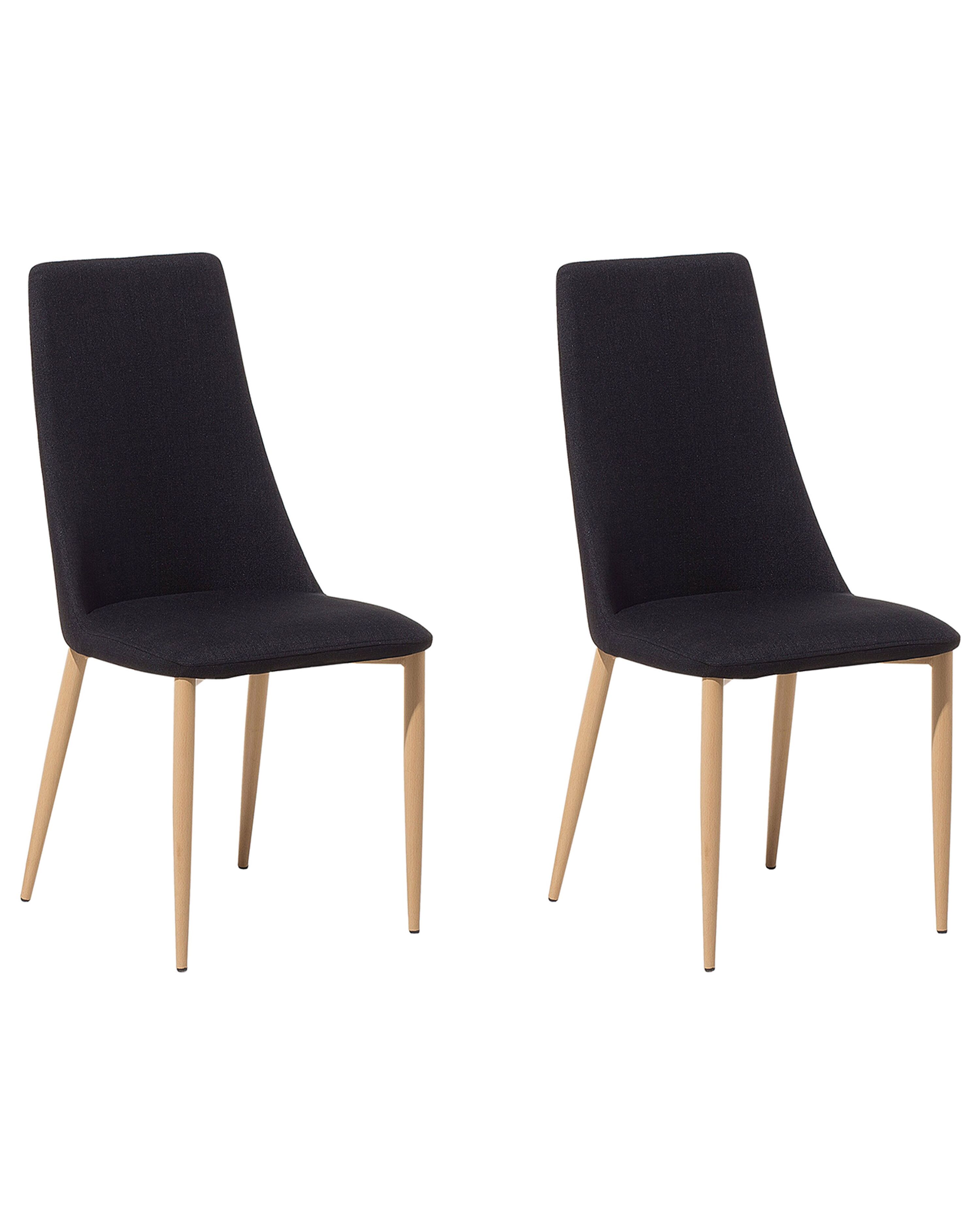 Set of 2 Dining Chairs CLAYTON Fabric Black