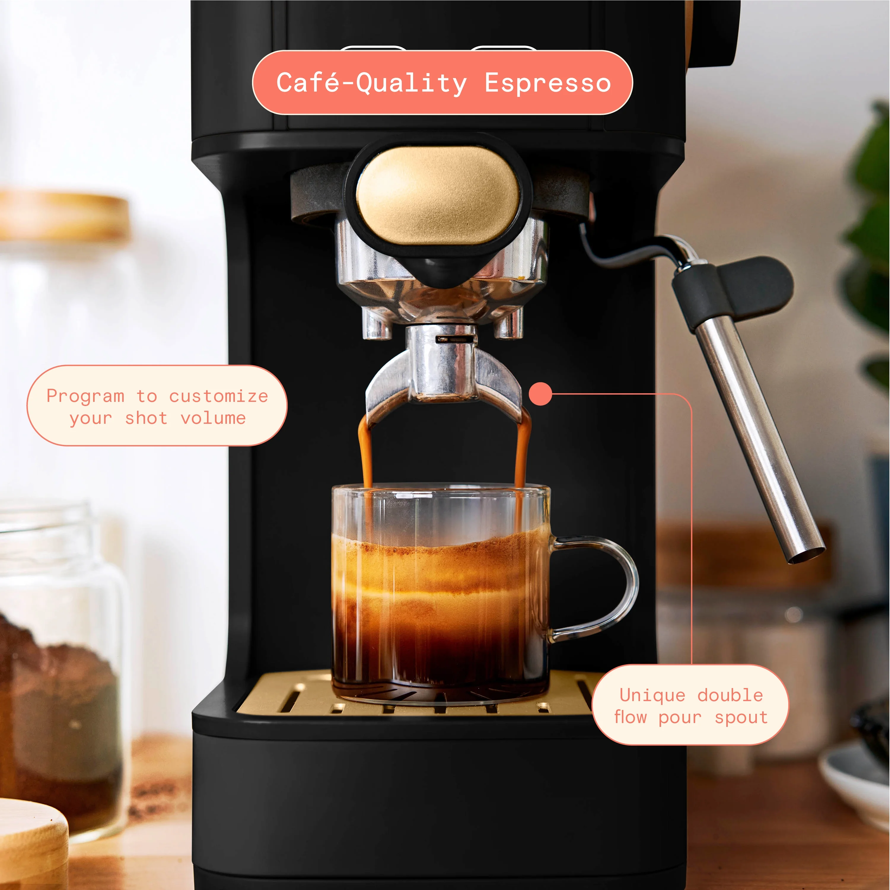 Beautiful Slim Espresso Machine with 20-Bar Pressure, Black Sesame by Drew Barrymore - Image 2