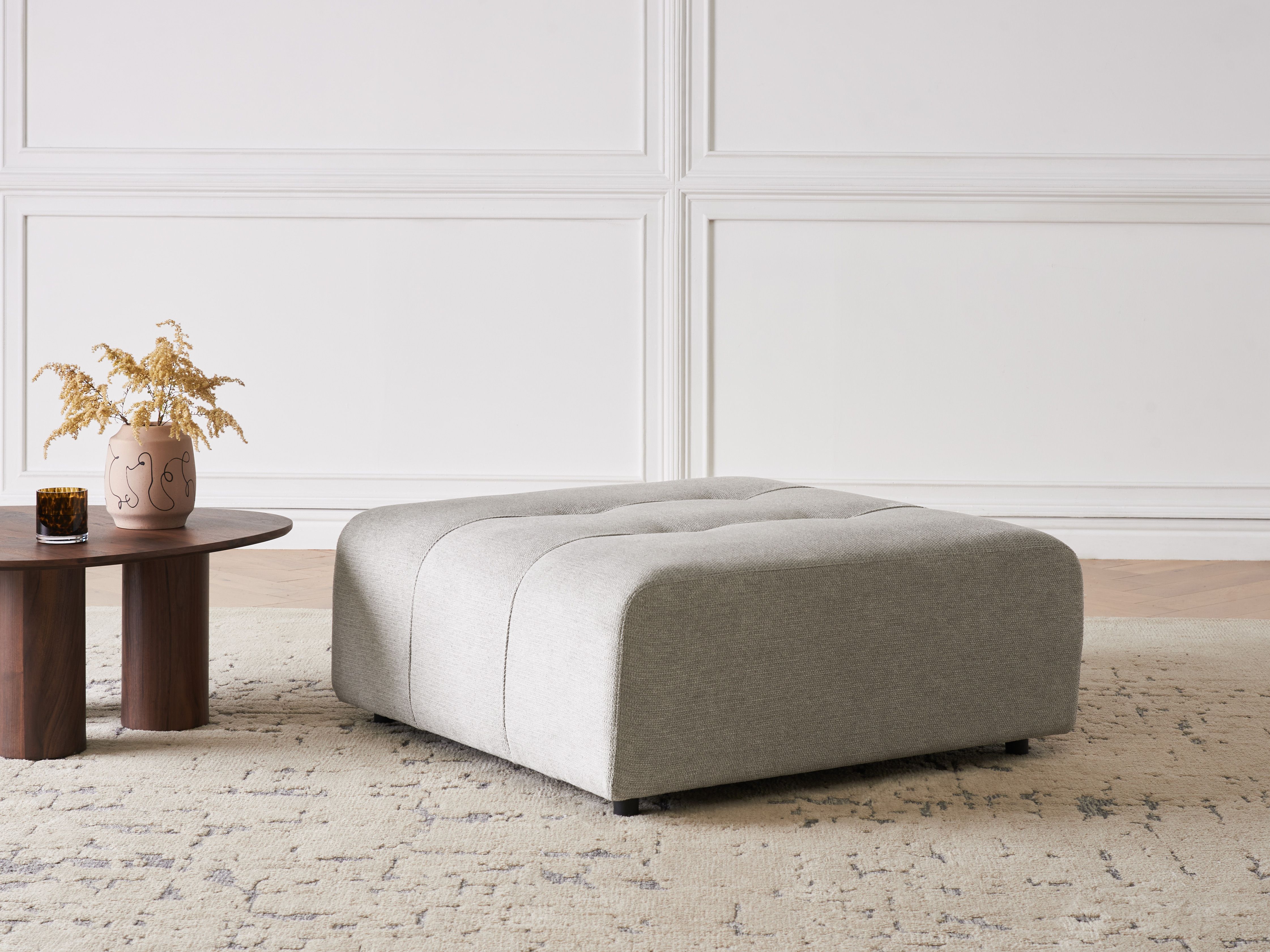 Ottoman INNVIK Fabric Light Grey