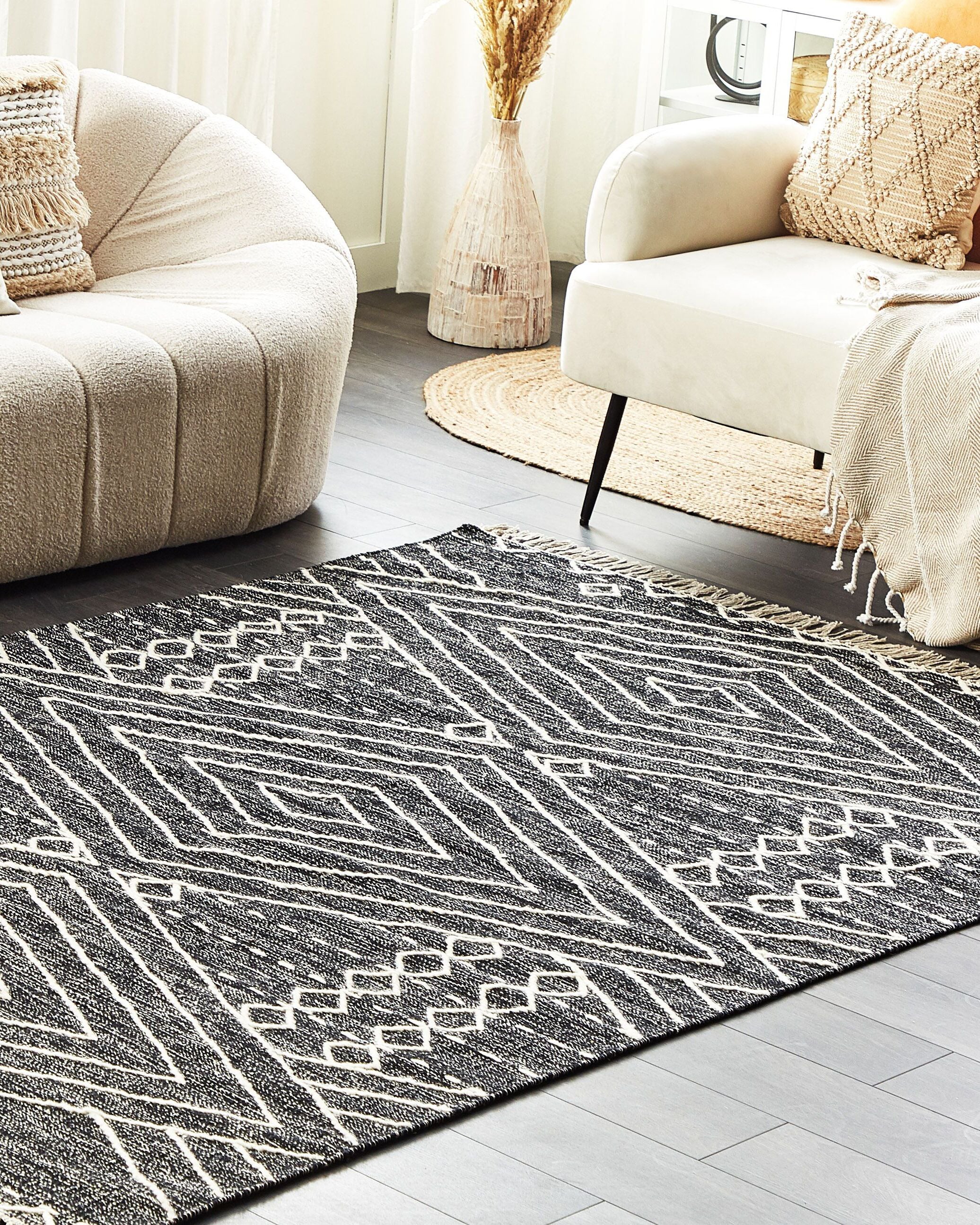 Rug KHENIFRA Black 160 x 230 cm Cotton