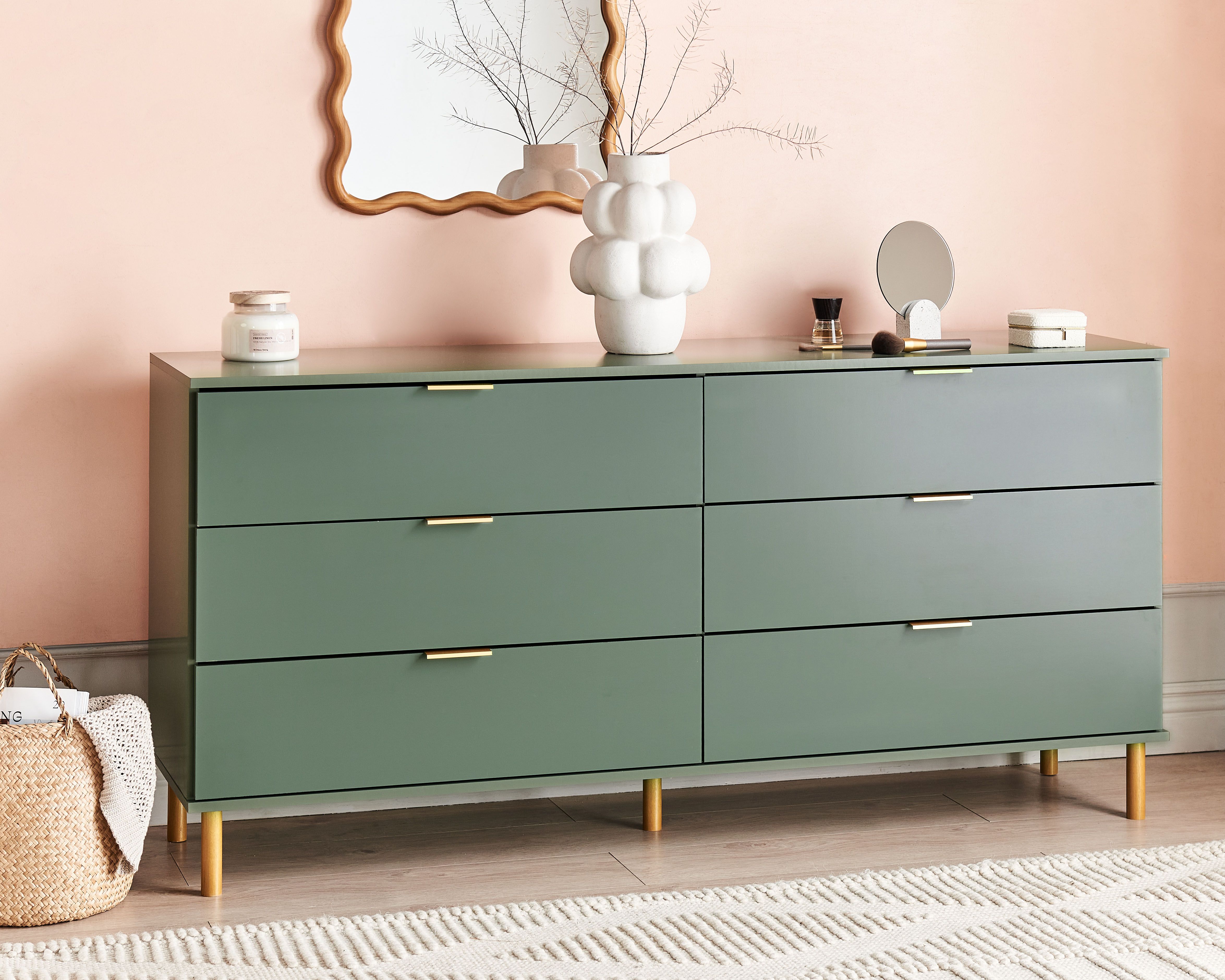 6 Drawer Chest WALPOLE Green