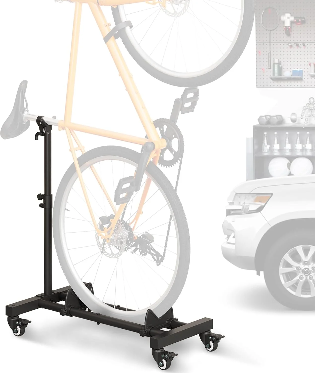 Vertical Bike Stands (2 Pack)��Standing Bike Rack for Garage Floor��Upright Bicycle Floor Stand Indoor Bike Holder with Adjustable Height for Garage & Apartment - for Wheels Sizes up to 29�� - Image 10