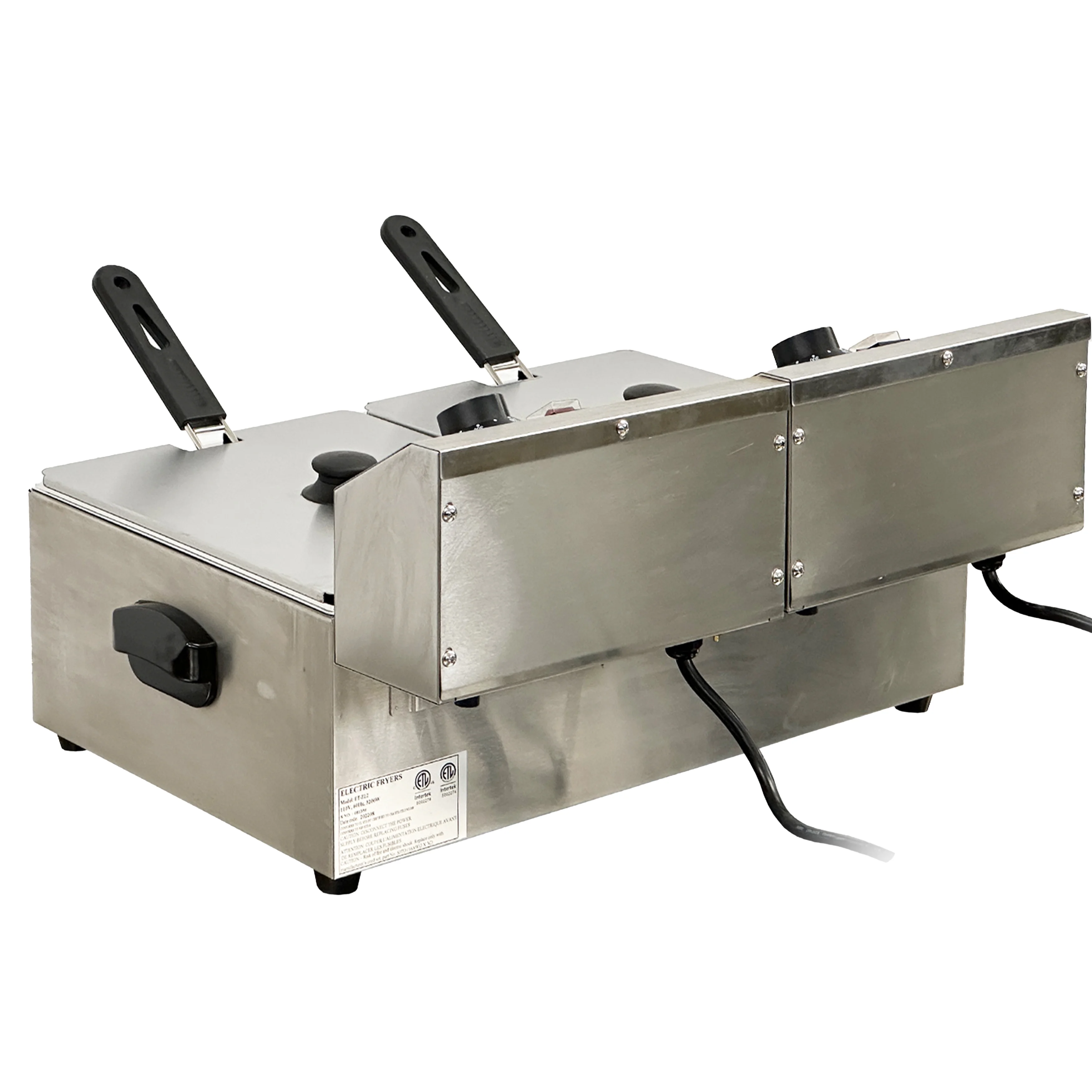 NSF 3500W Commercial Electric Countertop Fryer, Stainless Steel Commercial Deep Fryer, Dual Tank 12L