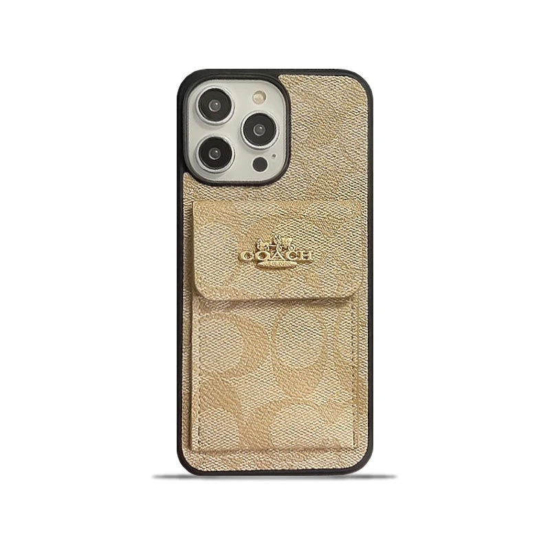 Coach iPhone Case With Card Holder Wallet Coffee  -SZK240425 - Wholesale & Influencer