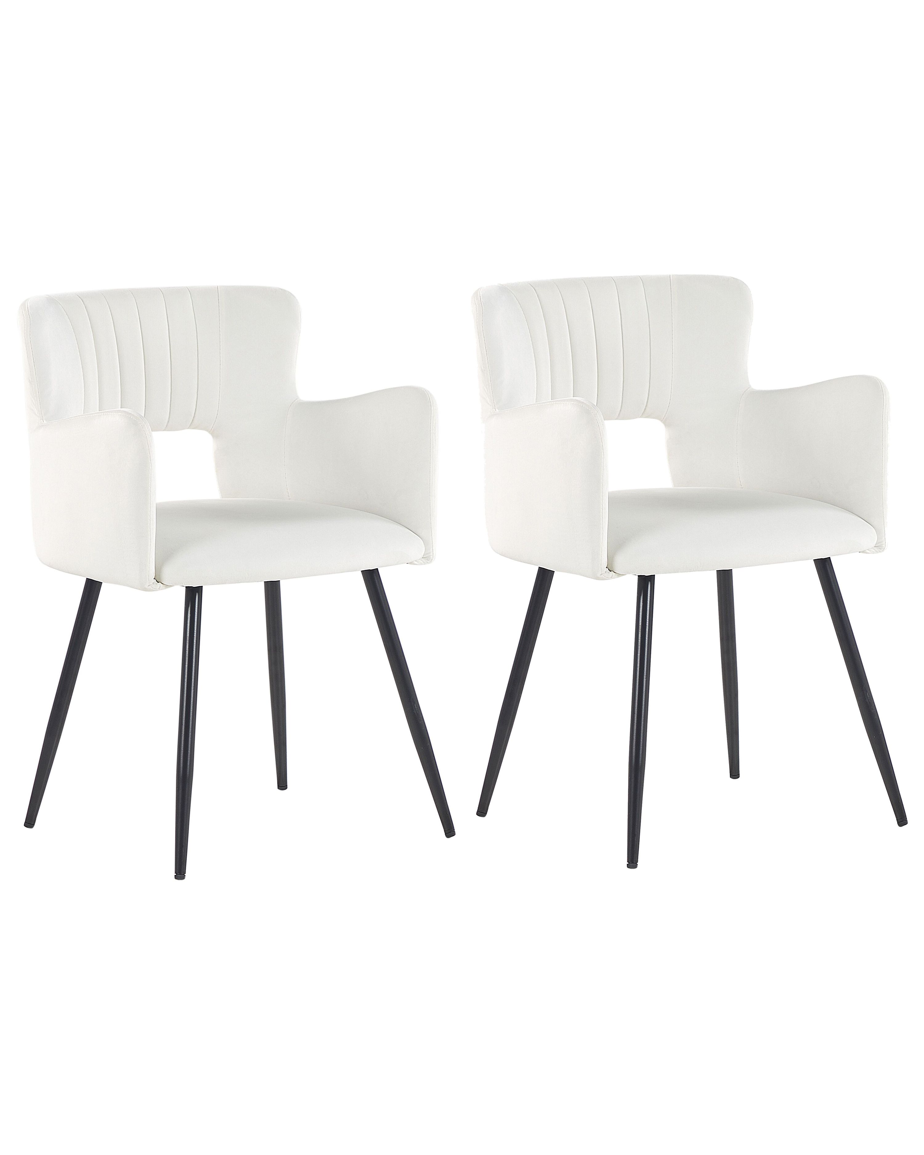 Set of 2 Dining Chairs SANILAC Velvet White