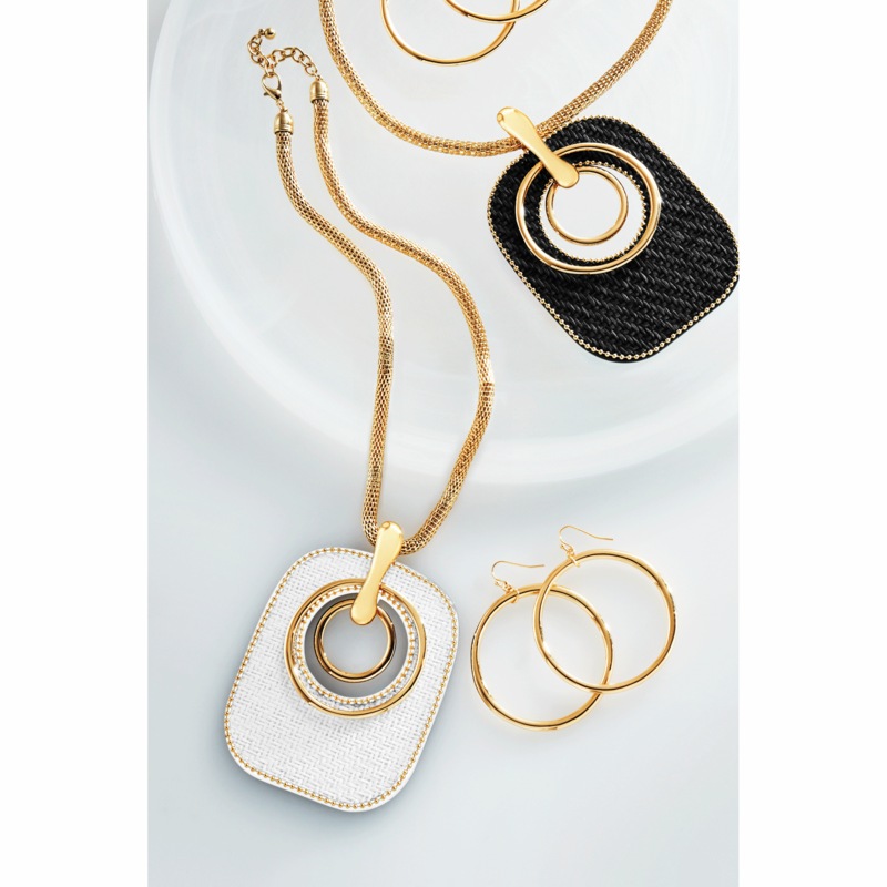 Weave Rectangular/Circles Necklace & Earring Set - MIDNIGHT VELVET CATALOG