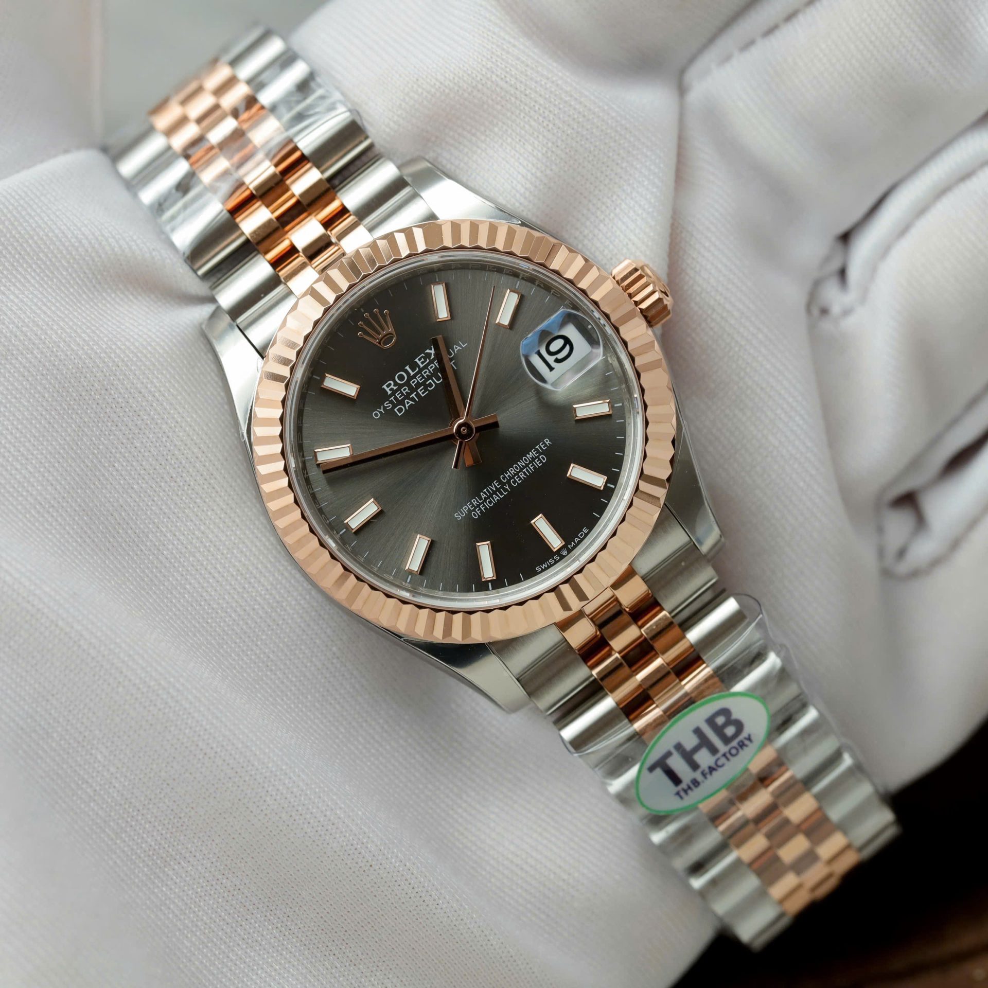 Rolex DateJust Imitation Luxury Watches Gray Dial Jubilee Strap THB Factory 31mm - Top club