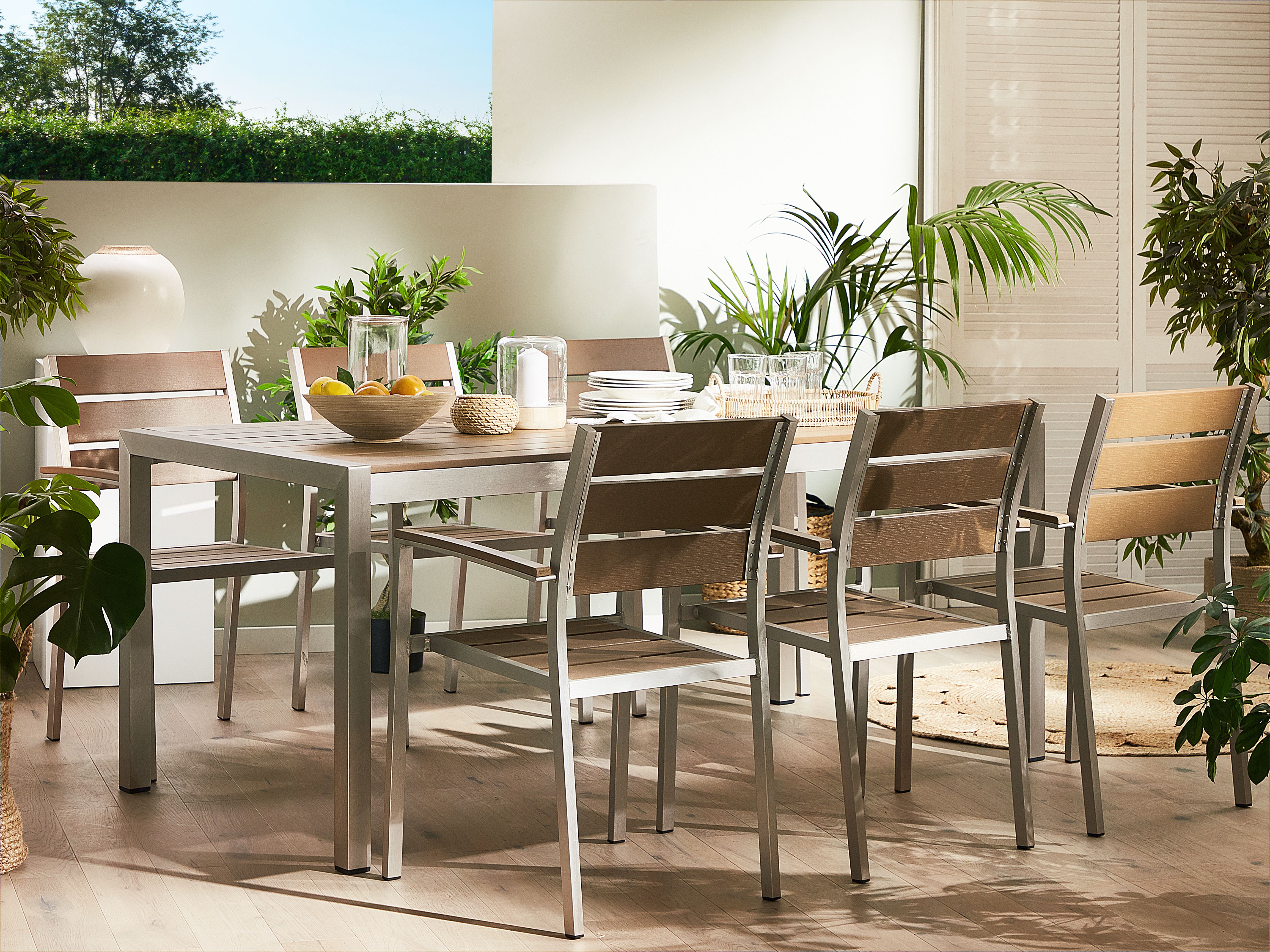 Garden Dining Table VERNIO 180 cm 90 cm Metal Brown