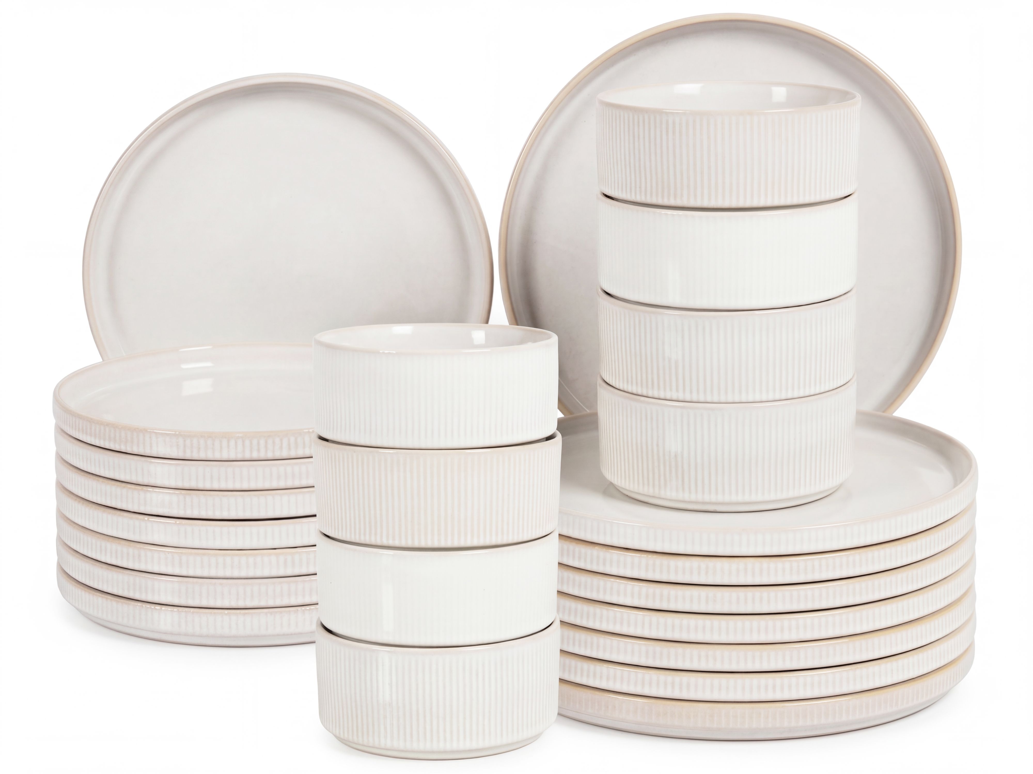 Set of 24 Dinnerware SPIKENARD Stoneware Off-White