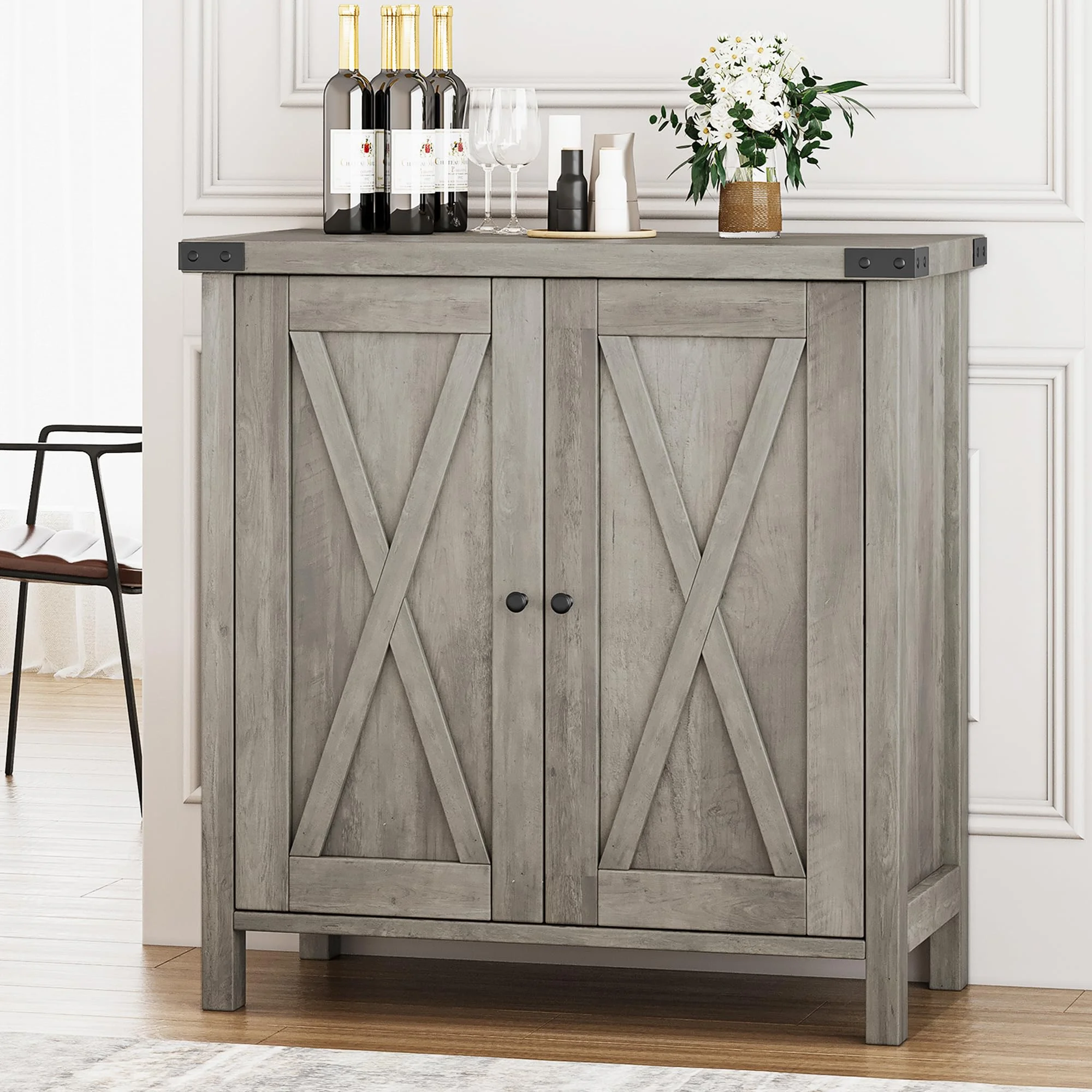 Coffee Bar Cabinet with Storage/Adjustable Shelf 30" Small Kitchen Bar Table Corner Bar Cabinet for Tea Buffet Sideboard Cabinet for Dining Room, Farmhouse Coffee Station for Wine - Image 5