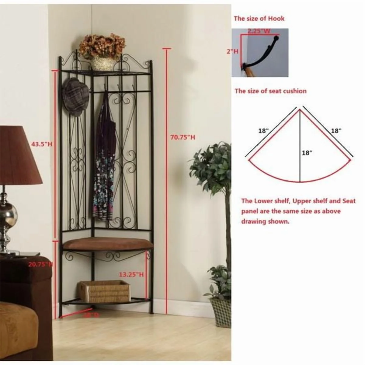 K And B Furniture Camille Corner Hall Tree
