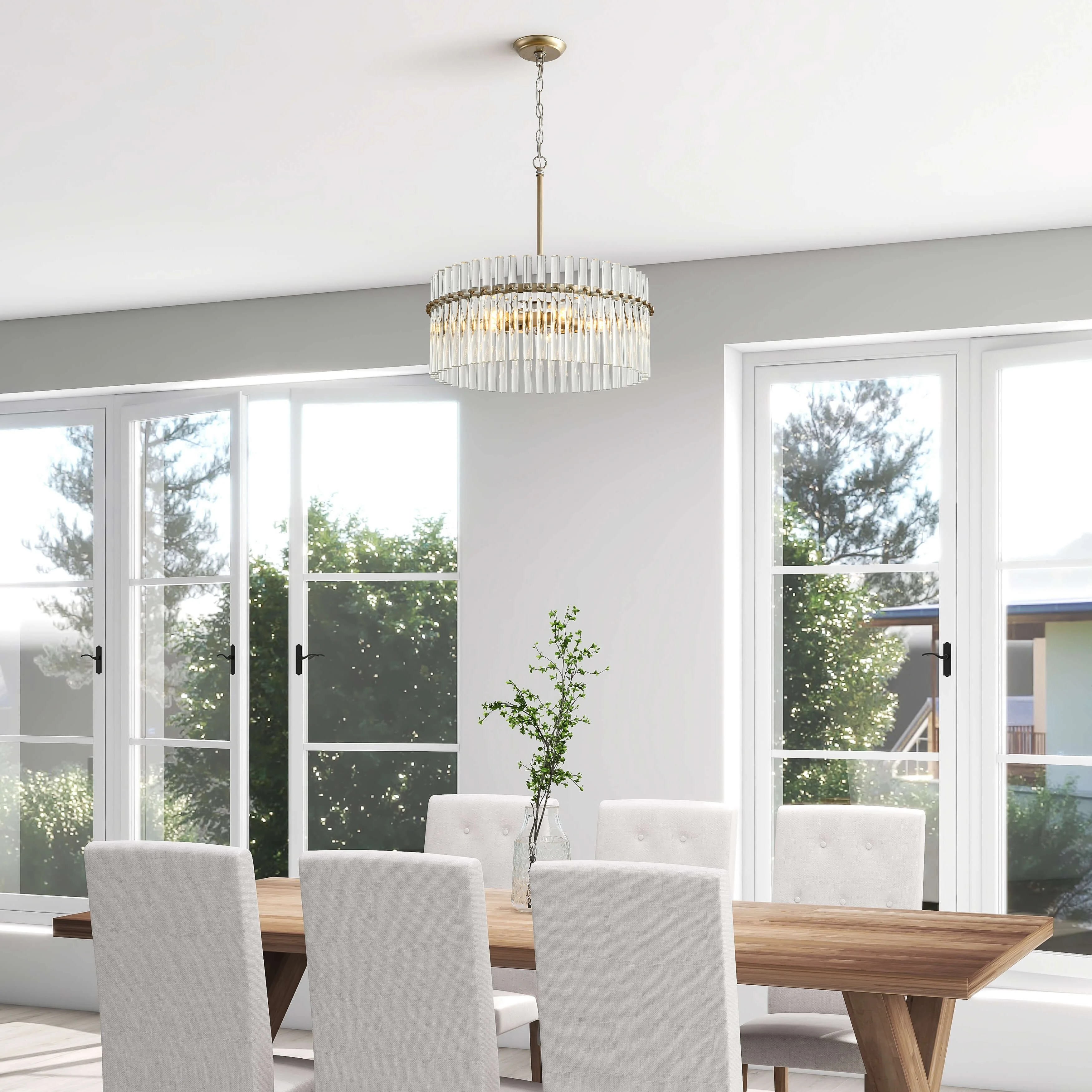 The Lighting Store Casandra Brushed Champagne Silver 5-light Crystal Chandelier