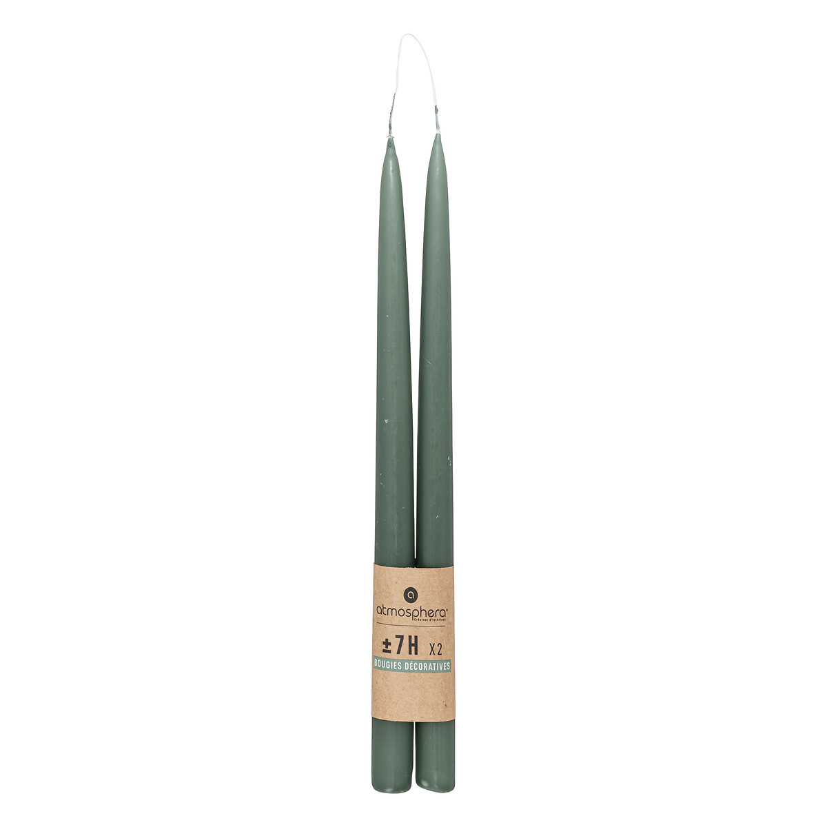 Set of 2 stick candles "Hugo" Celadon green, 70g