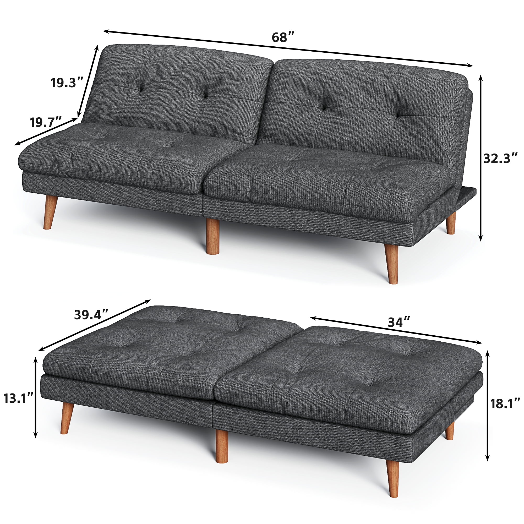 Homall Futon sofa, Two Seat Adjustable Sofa, Corduroy Fabric, Upholstered Sofa, Sofa Changeable into Bed, Leisure Reading and Games, Green - Image 23