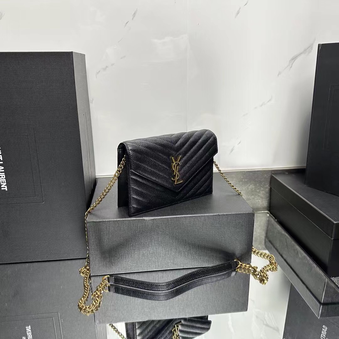 YSL Chain Shoulder Bag - Black Leather & Gold Hardware1:1High-quality replica