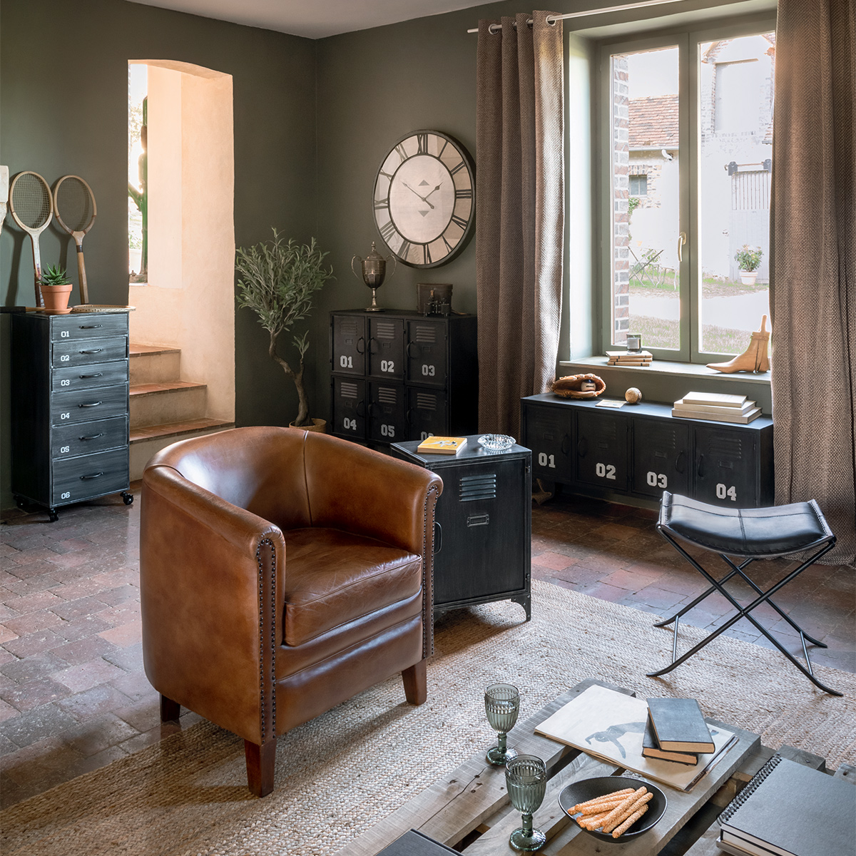 6-door cabinet "Sevin" Black metal, 90x89 cm