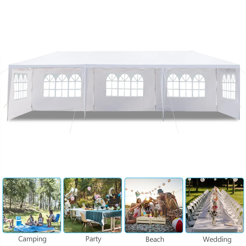10'x30' Canopy Tent, Canopy Party Tent with 5 Removable Sidewalls,Waterproof Gazebo Tent for Patio/Outdoor/Wedding Parties and Events, White