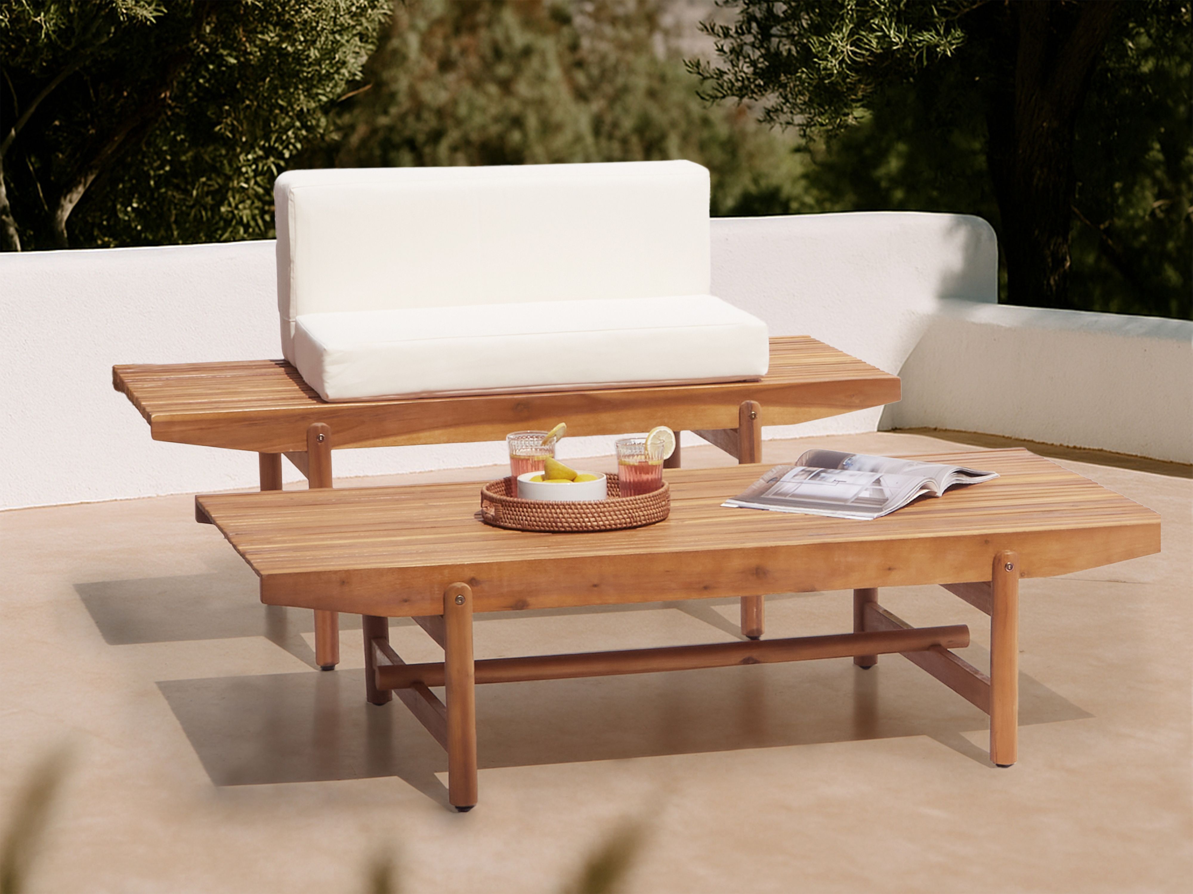 Garden Coffee Table GIAVENO 145 cm 79 cm Acacia Wood Brown
