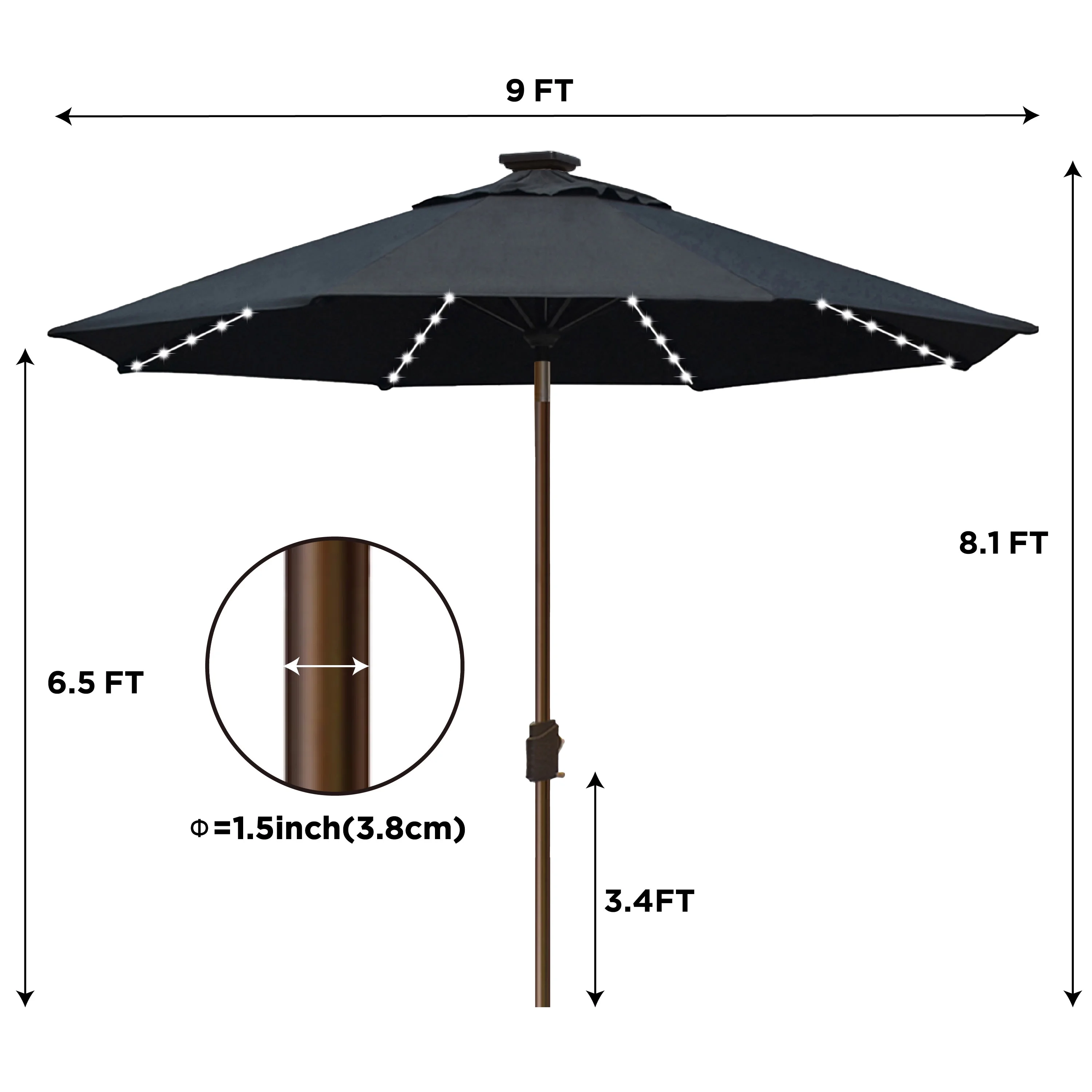 EliteShade Sunbrella Solar Umbrellas 9ft Market Umbrella with 80 LED Lights Patio Umbrellas Outdoor Table Umbrella with Ventilation and 5 Years Non-Fading Top,Ruby - Image 45