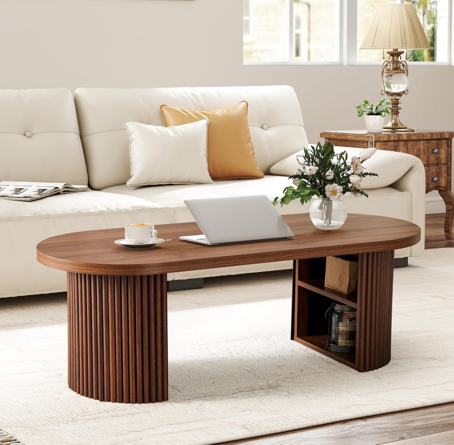Oval Fluted Coffee Table, 47
