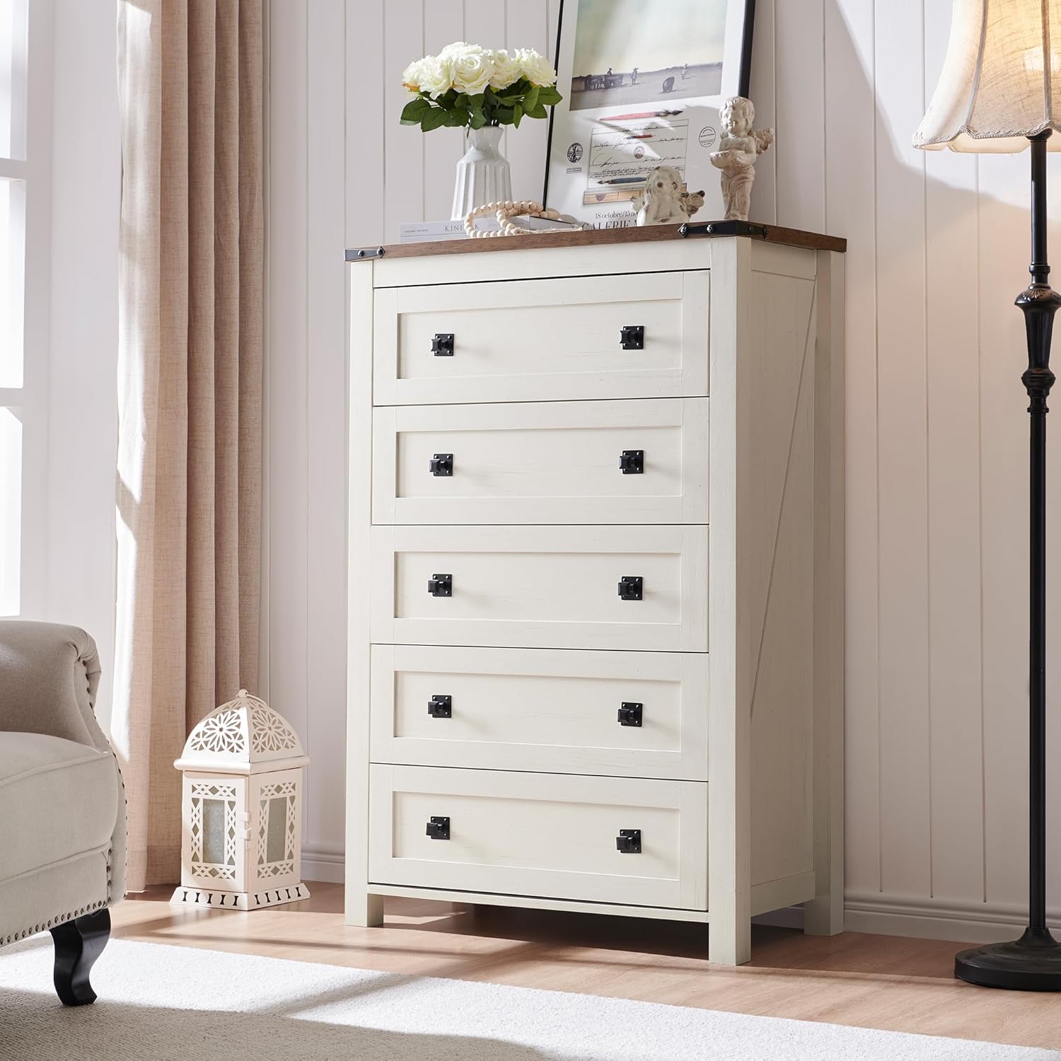 RedLemon Farmhouse 5 Drawer Dresser, 48