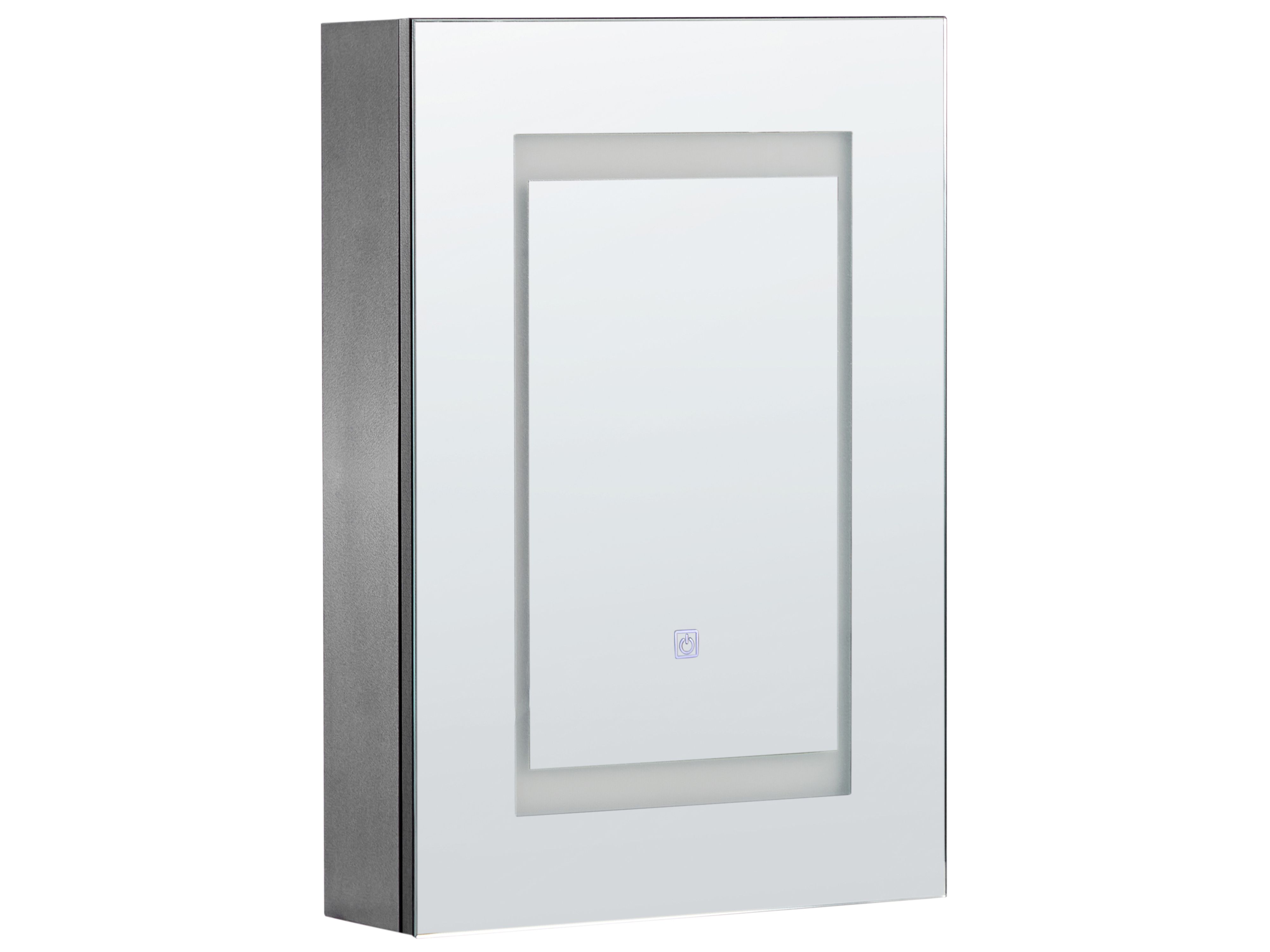Bathroom Wall Mounted Mirror Cabinet LED MALASPINA 40 cm 60 cm Black