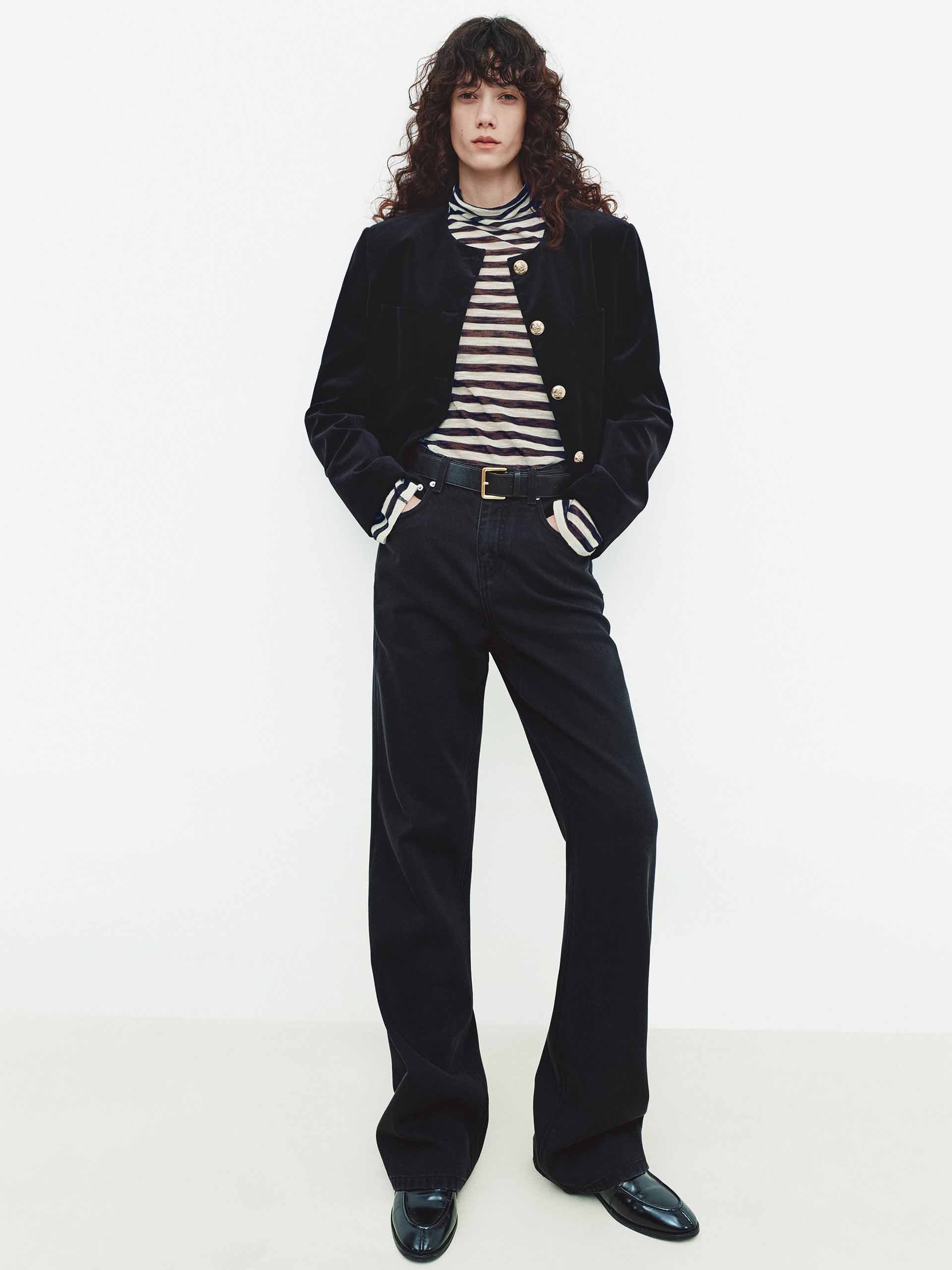 Collarless Cropped Jacket