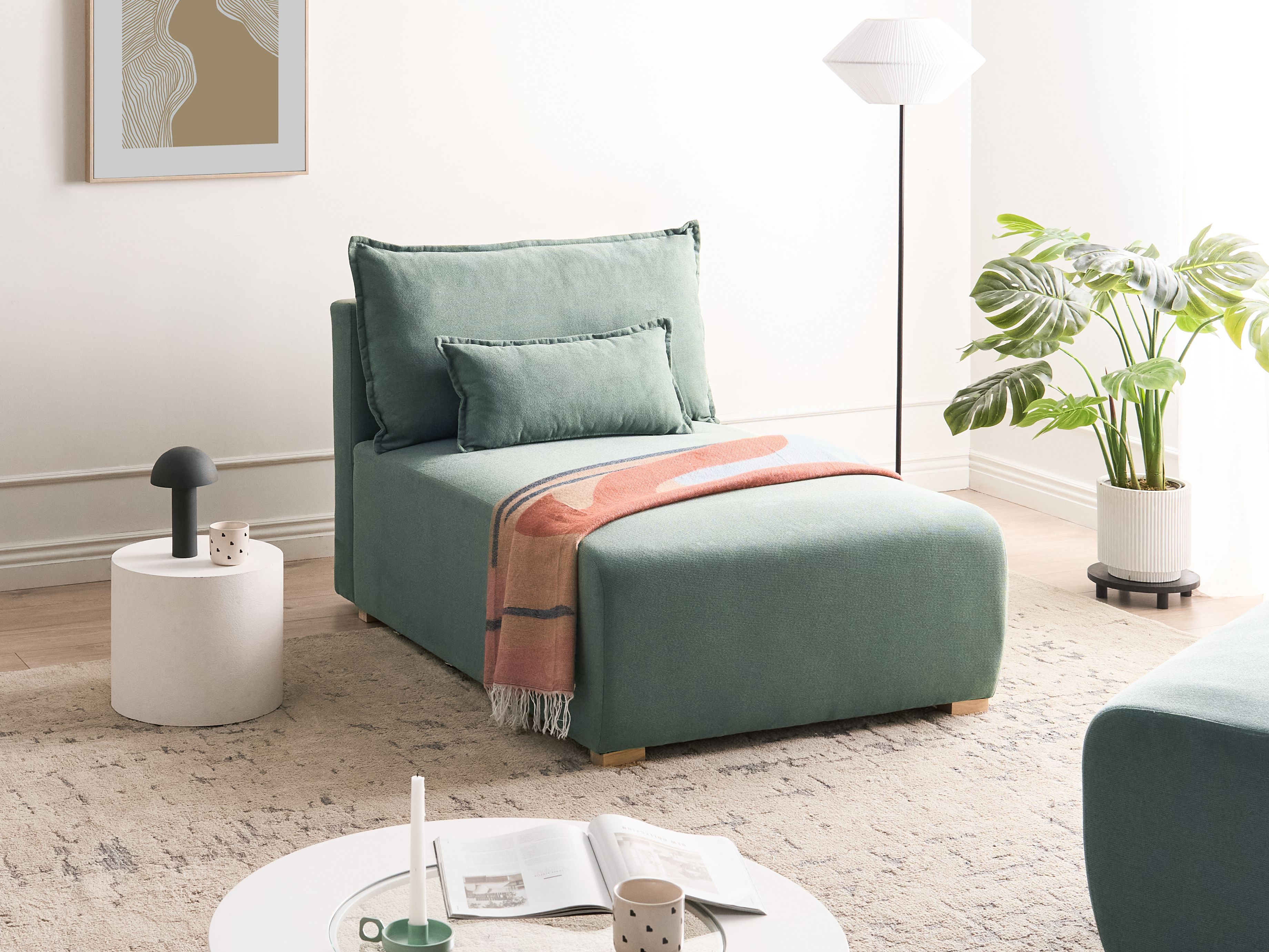 Chaise Longue NERBO Boucle Light Green