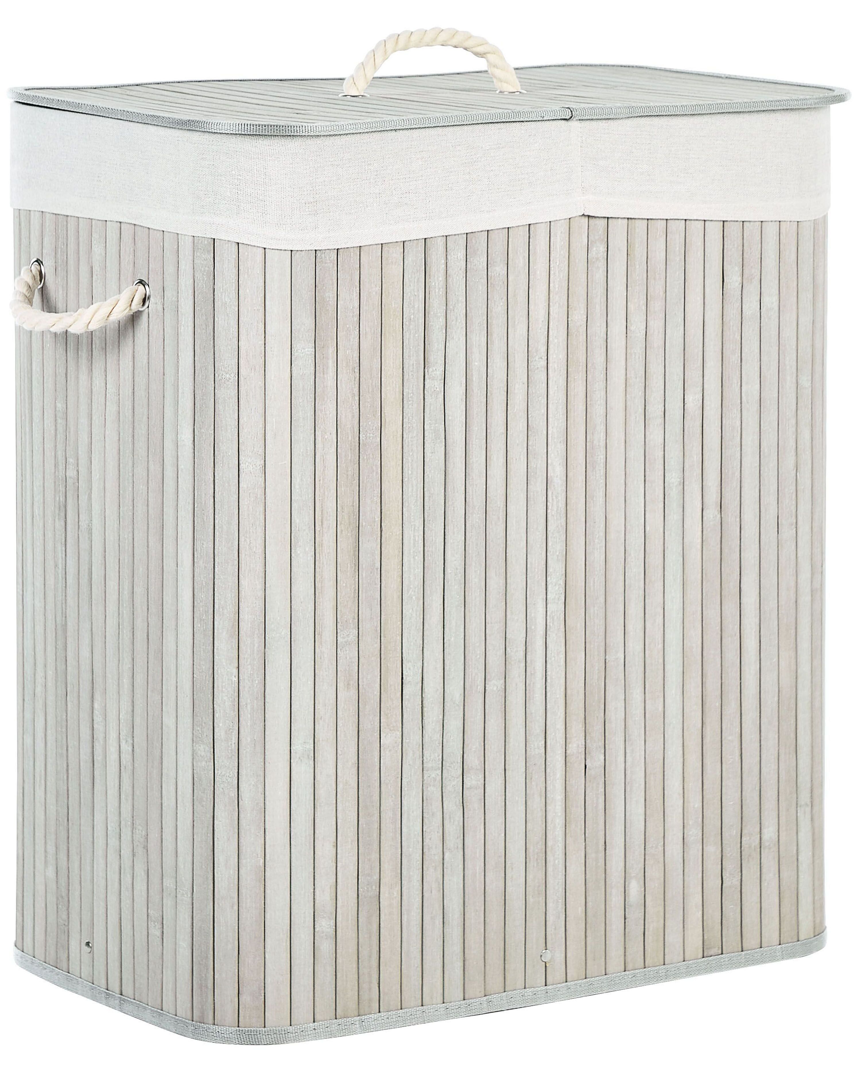 Laundry Basket KANDY Bamboo Light Grey 100 L