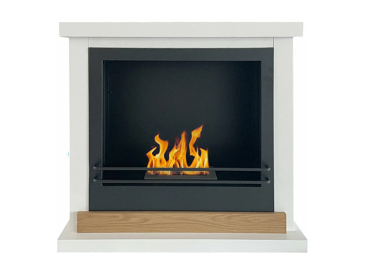 Cheminée au bioéthanol Stockholm cheminée bio au sol en bois blanc L75xP24xH68 cm