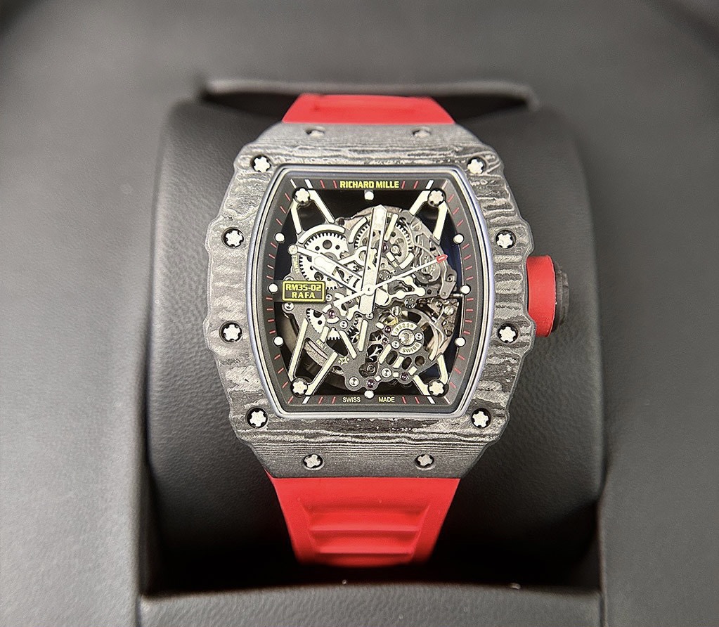 Richard Mille RM35-02 Replica Watch Skeleton Red Rubber Strap 44mm - Elite Watch Atelier