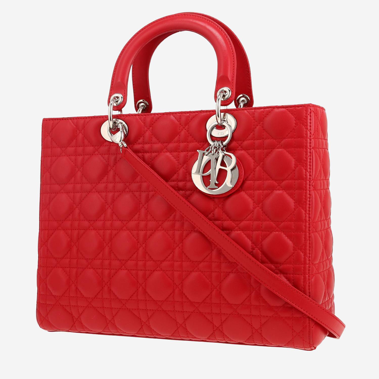 Dior Lady Dior handbag in red leather cannage1:1High-quality replica