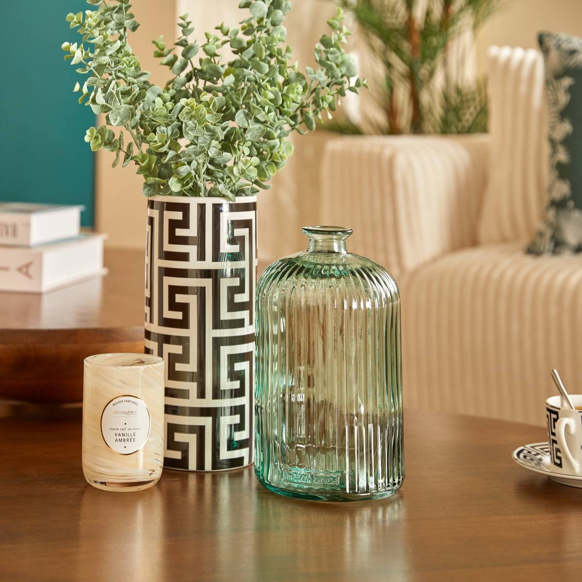 Vase "Luz" Recycled glass, Green, H.23 cm