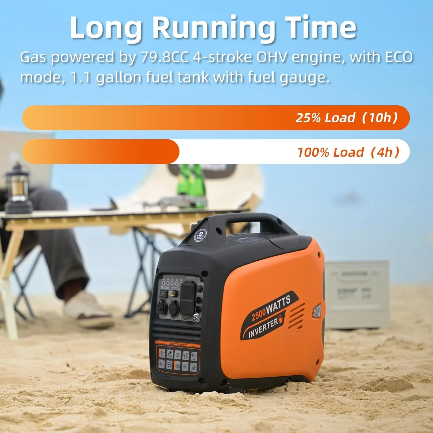 Portable Inverter Generator 2500W Gas Powered - Orange - Image 6 Portable Inverter Generator 2500W Gas Powered - Orange - Image 6
