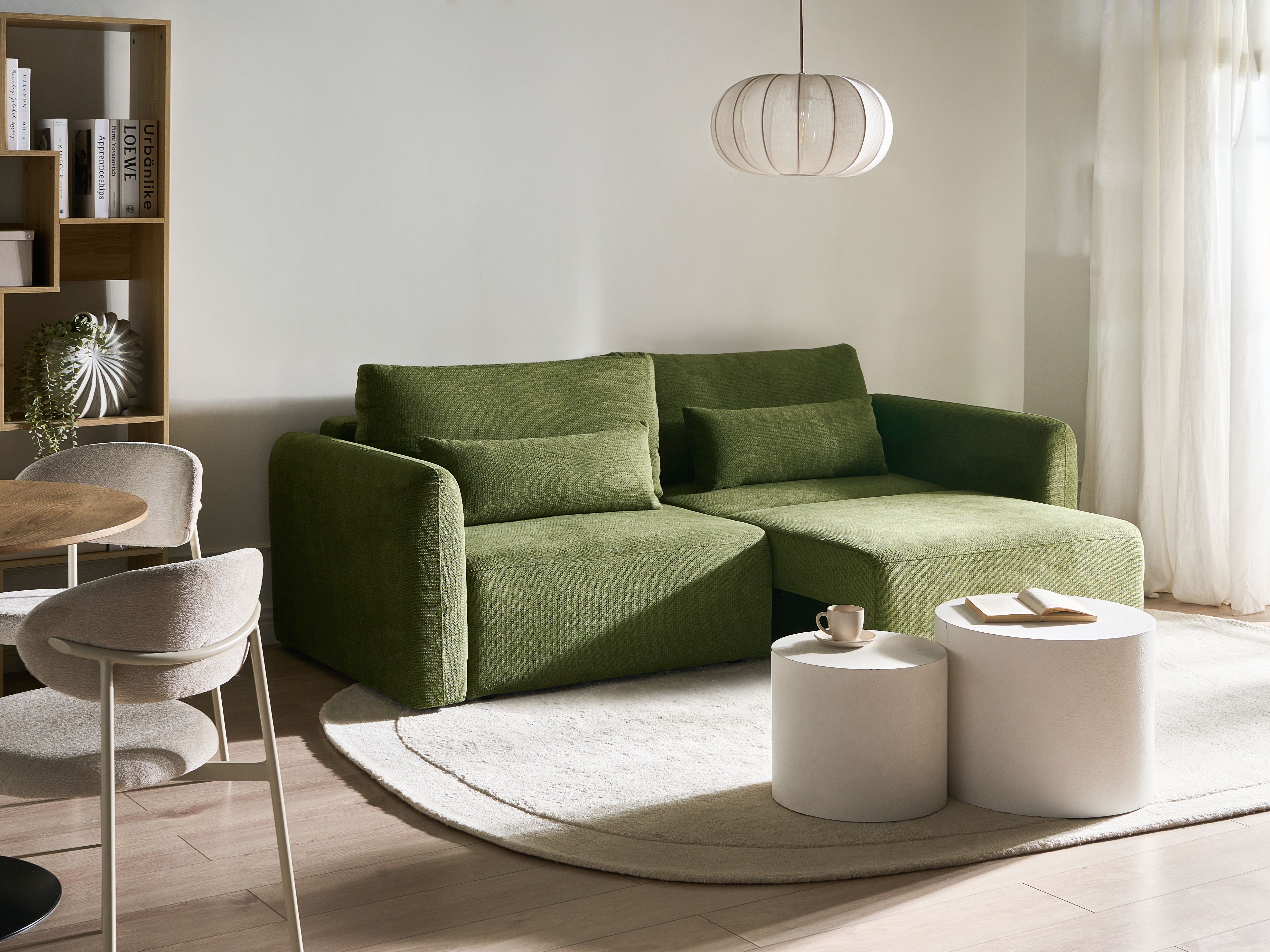 Sofa Bed 3 Seater VAXHOLM Fabric Green with Storage